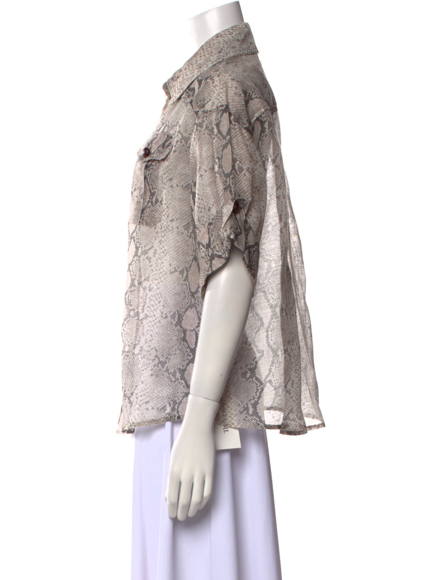 Zimmermann Linen Animal Print Button-Up Top