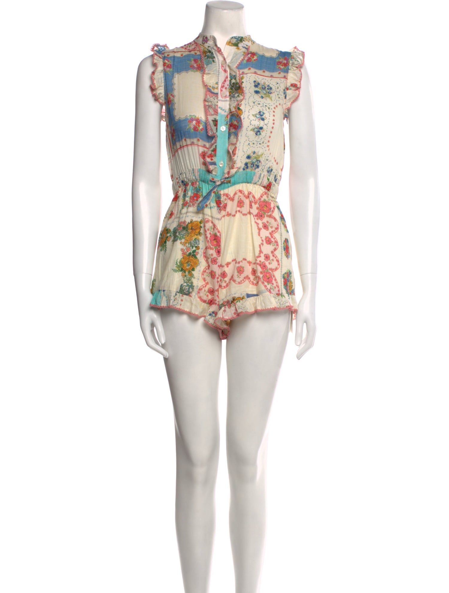 Zimmermann Floral Print Mock Neck Romper
