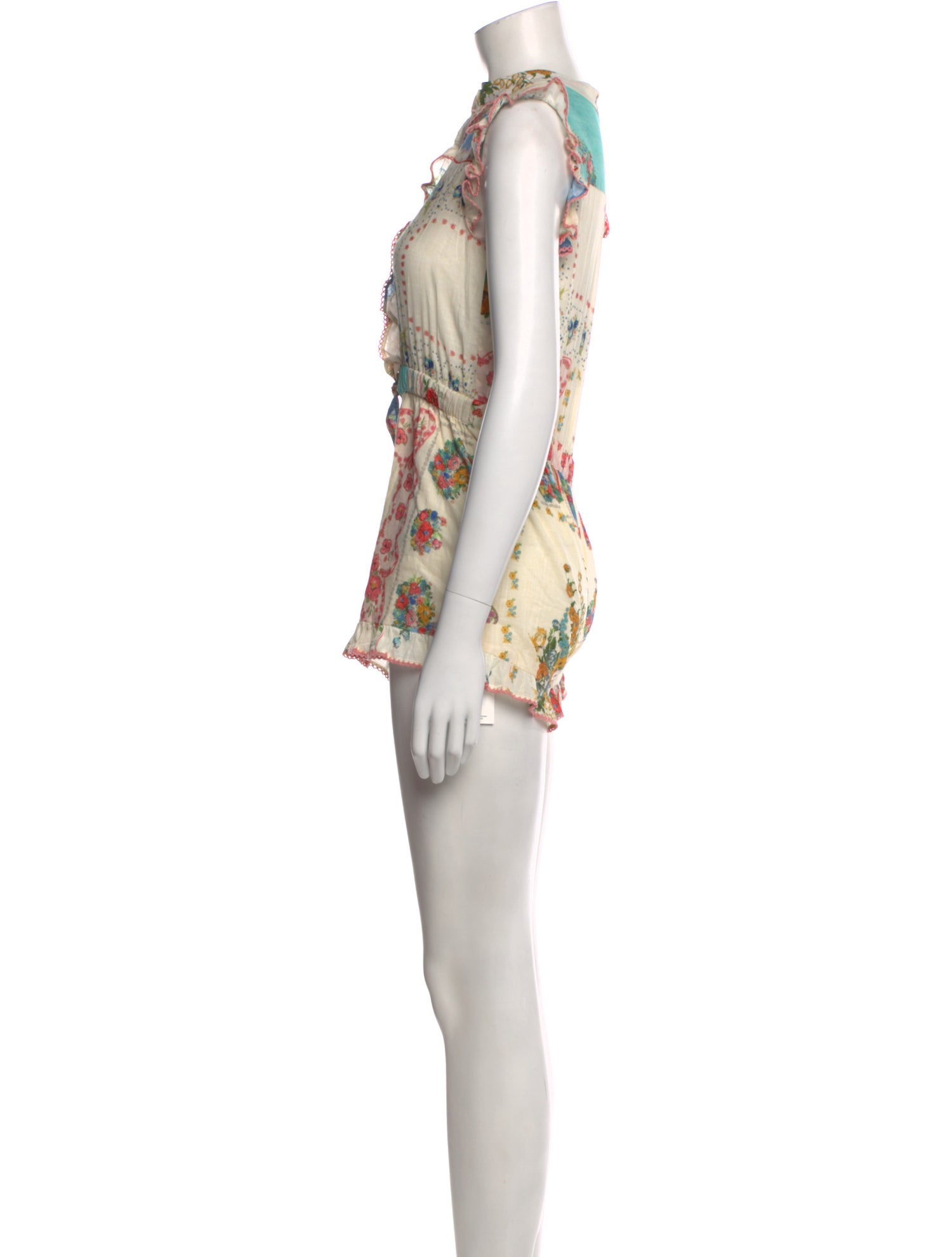 Zimmermann Floral Print Mock Neck Romper