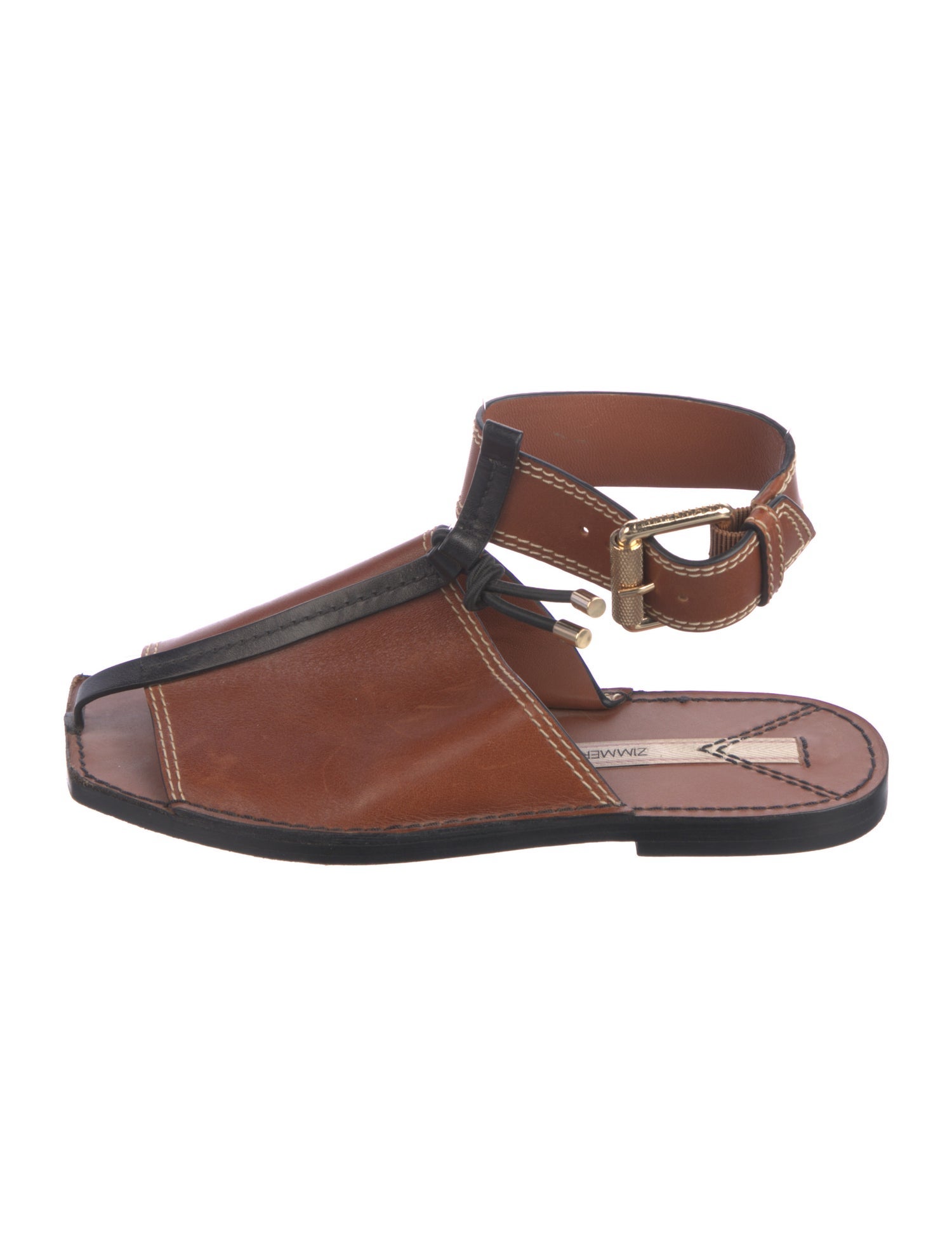 Zimmermann Leather T-Strap Sandals
