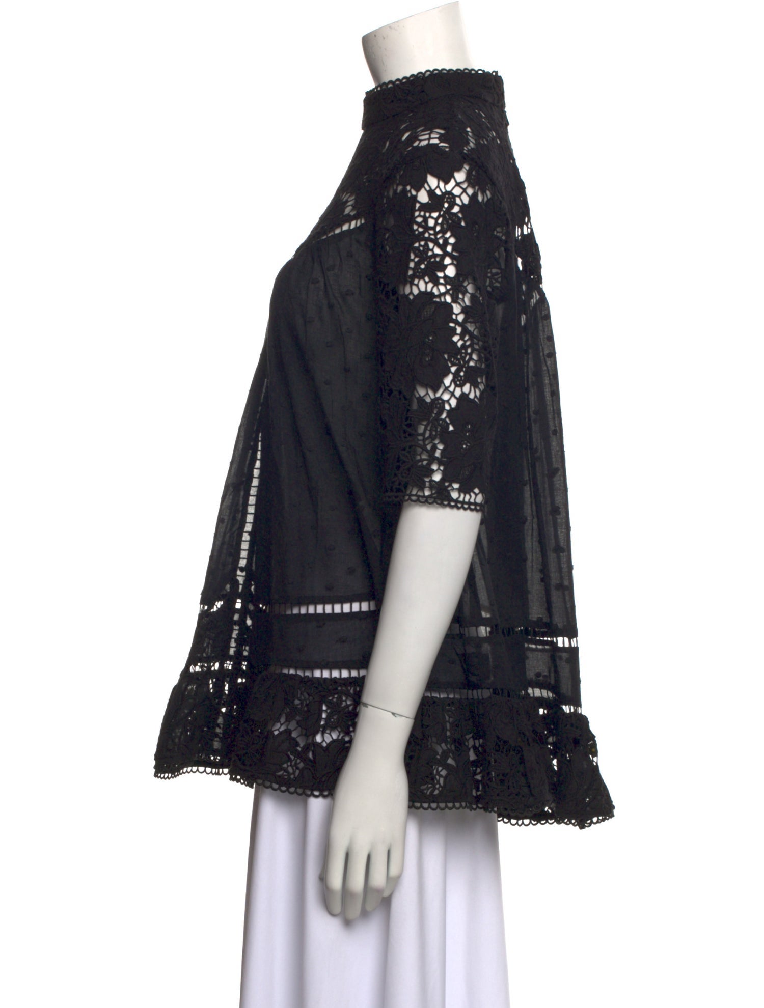 Zimmermann Lace Pattern Mock Neck Blouse