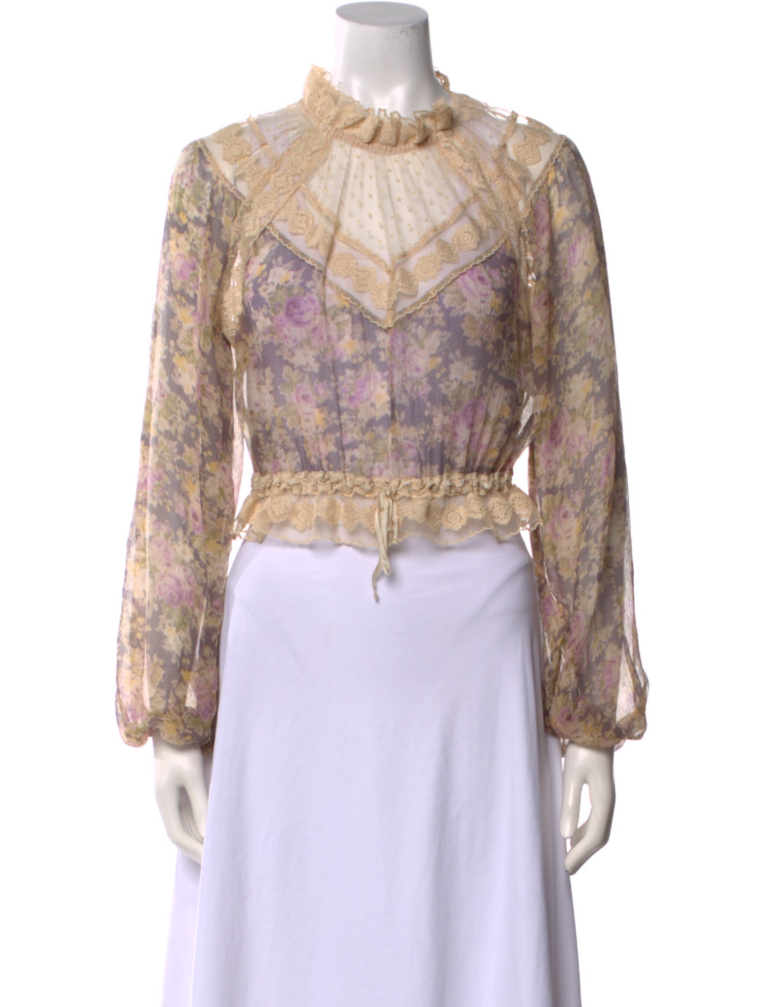 Zimmermann Silk Lace Pattern Crop Top