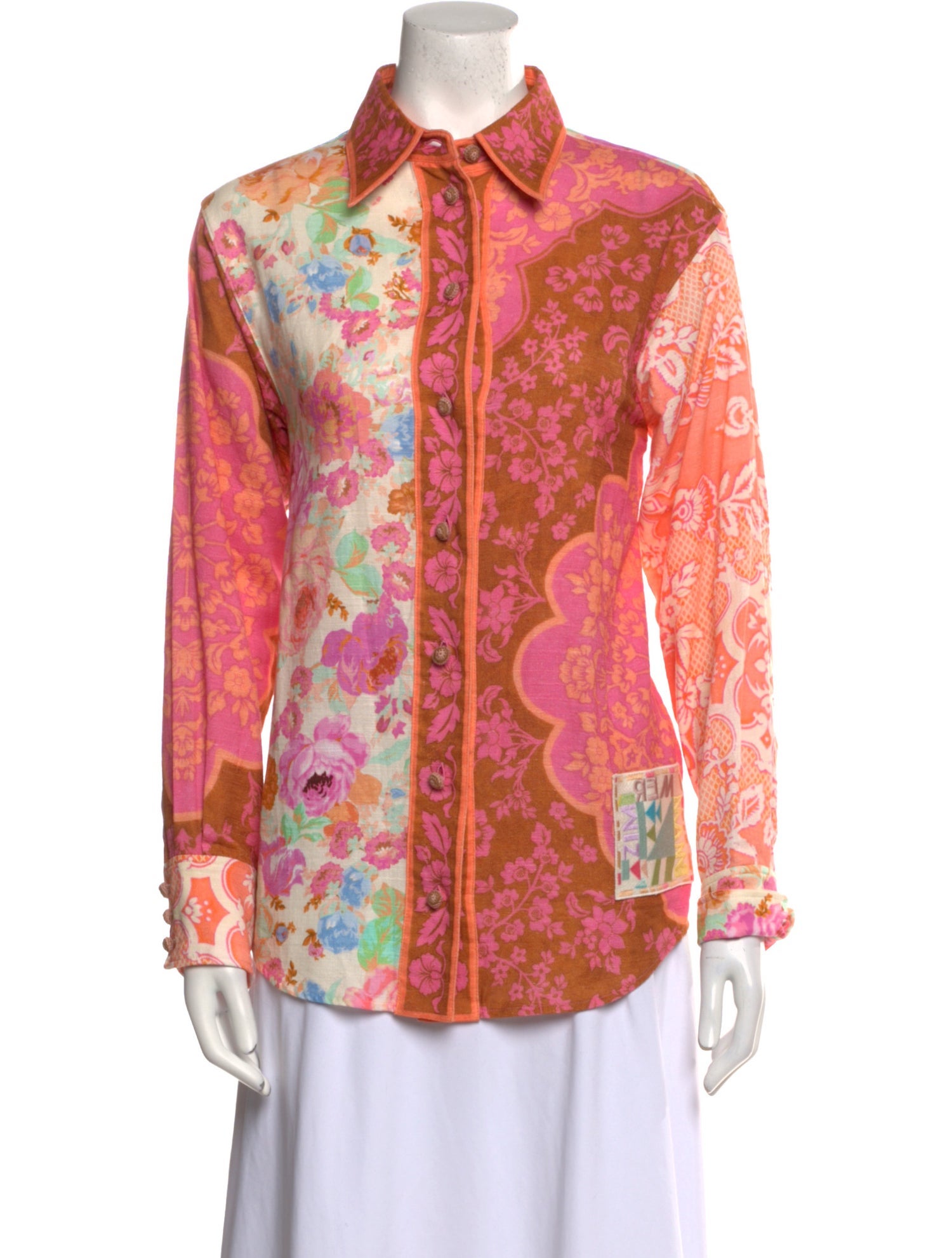 Zimmermann Floral Print Long Sleeve Button-Up Top w/ Tags