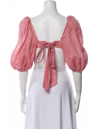 Zimmermann Linen Square Neckline Crop Top