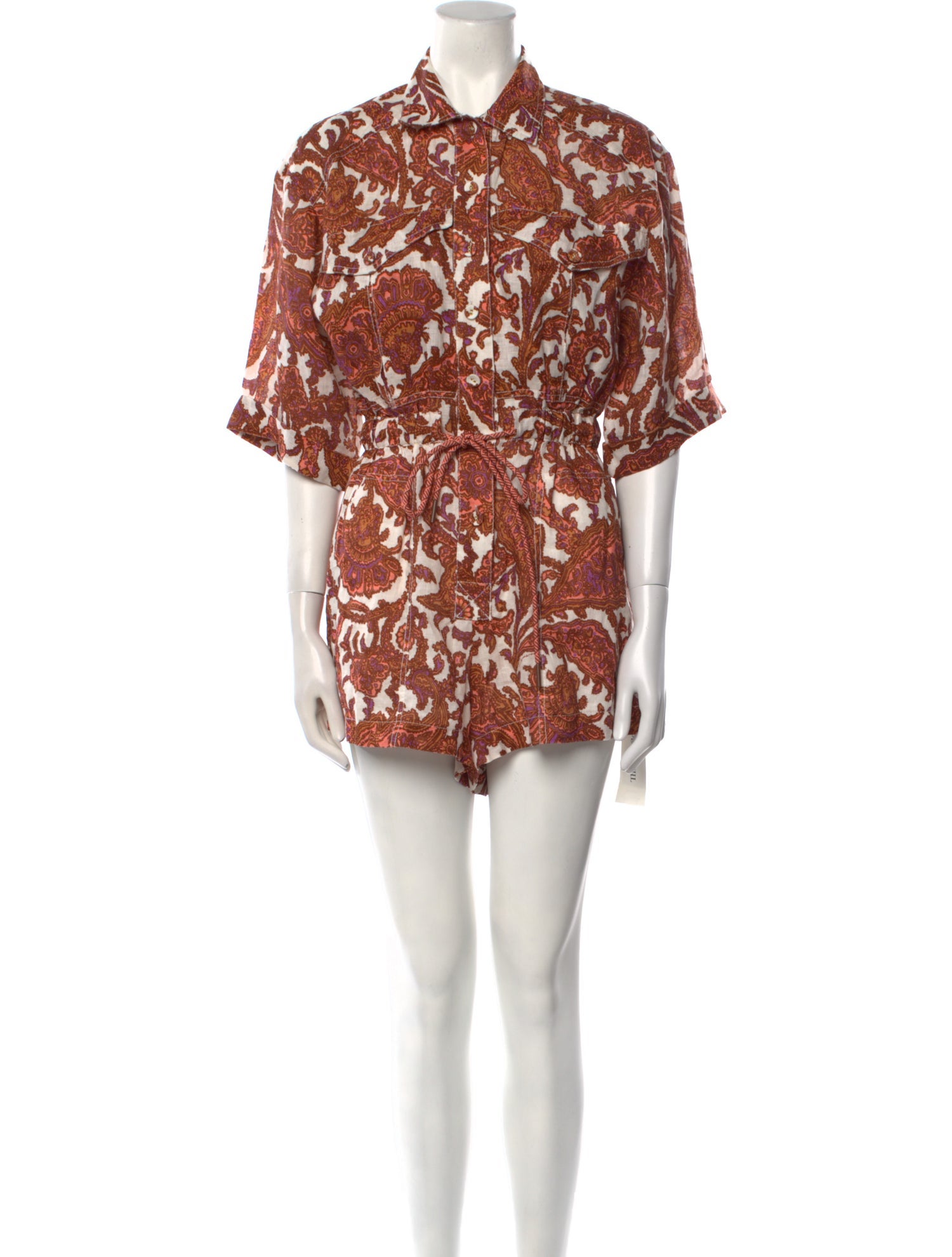 Zimmermann Linen Paisley Print Romper
