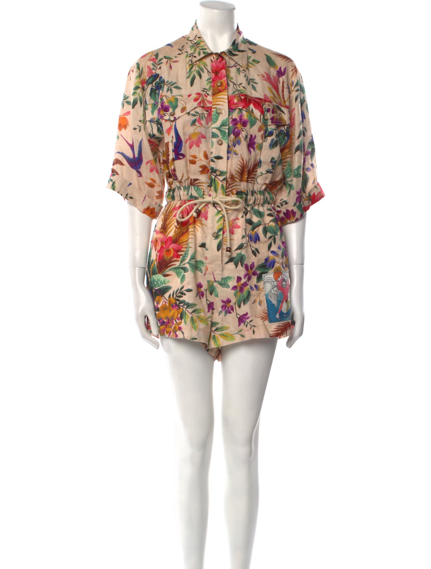 Zimmermann Linen Floral Print Romper