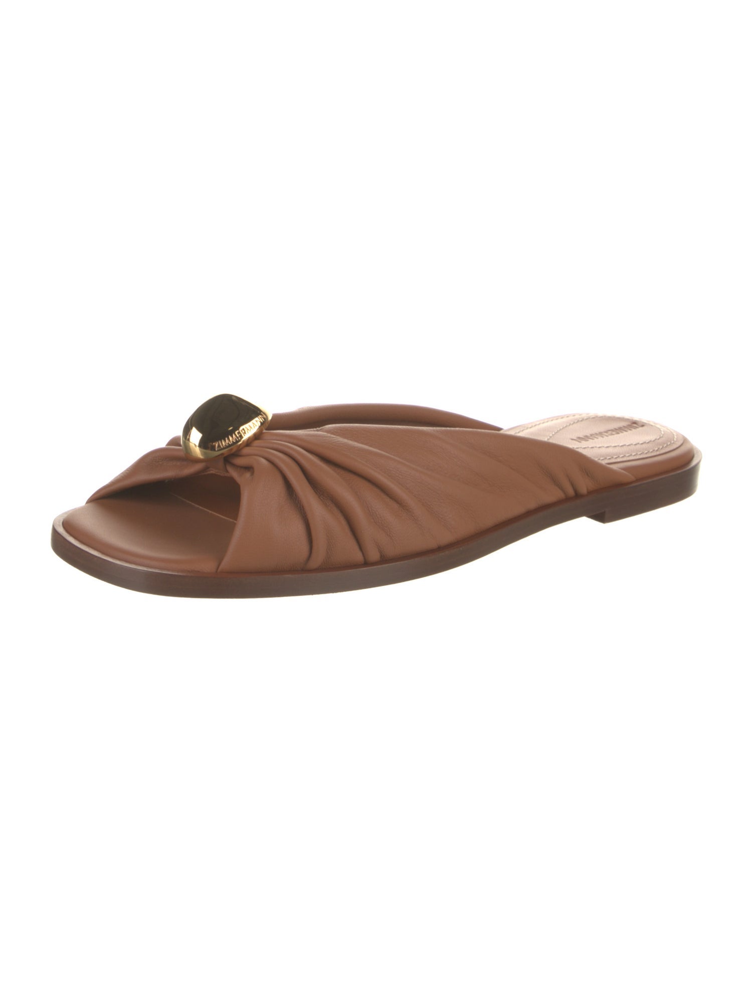 Zimmermann Leather Pleated Accents Slides w/ Tags