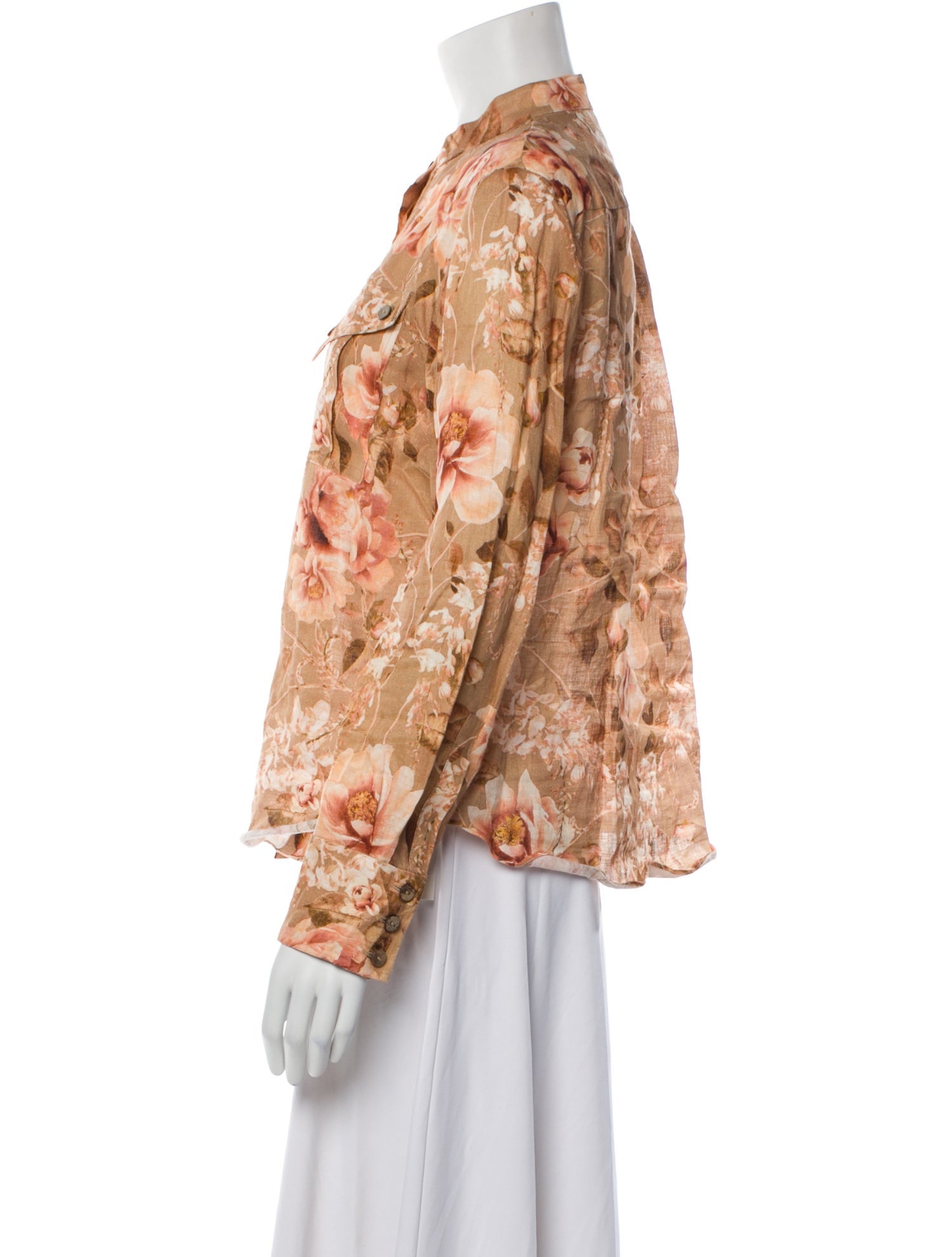 Zimmermann Linen Floral Print Button-Up Top