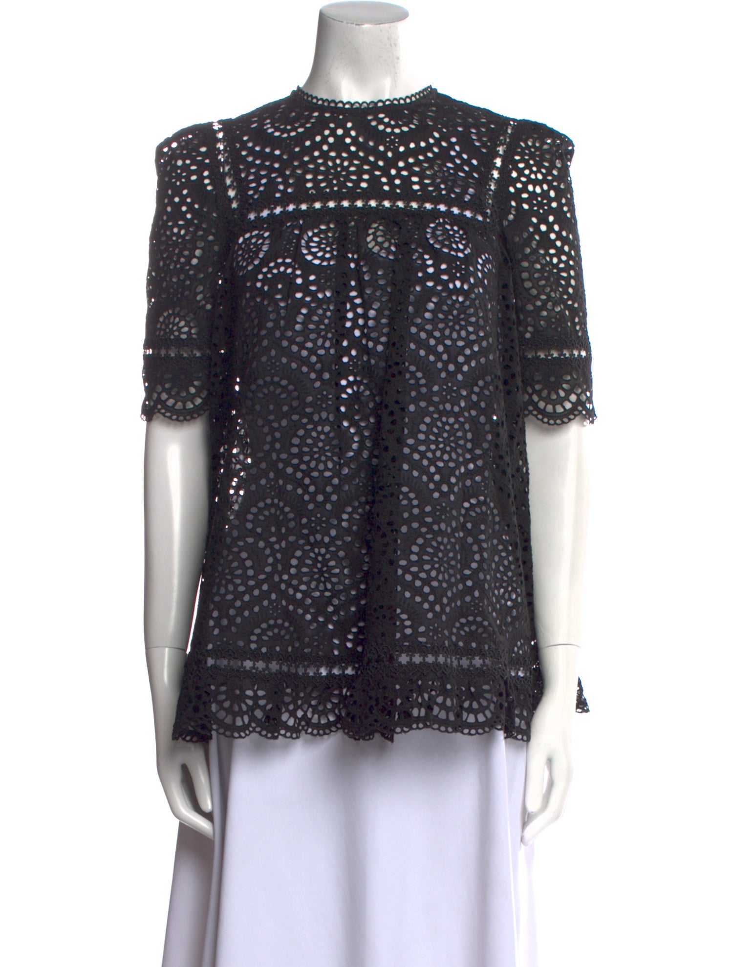 Zimmermann Lace Pattern Mock Neck Blouse