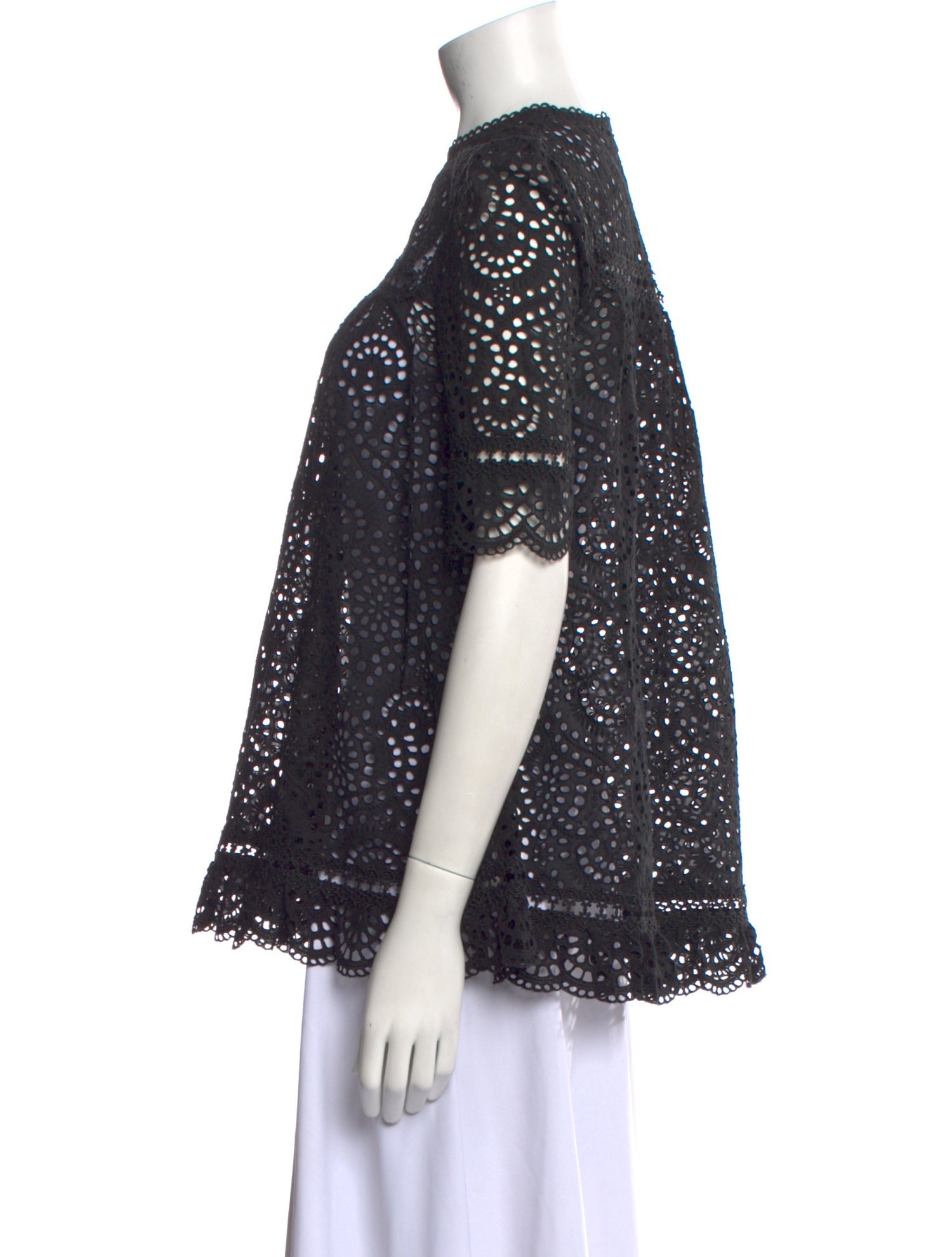 Zimmermann Lace Pattern Mock Neck Blouse