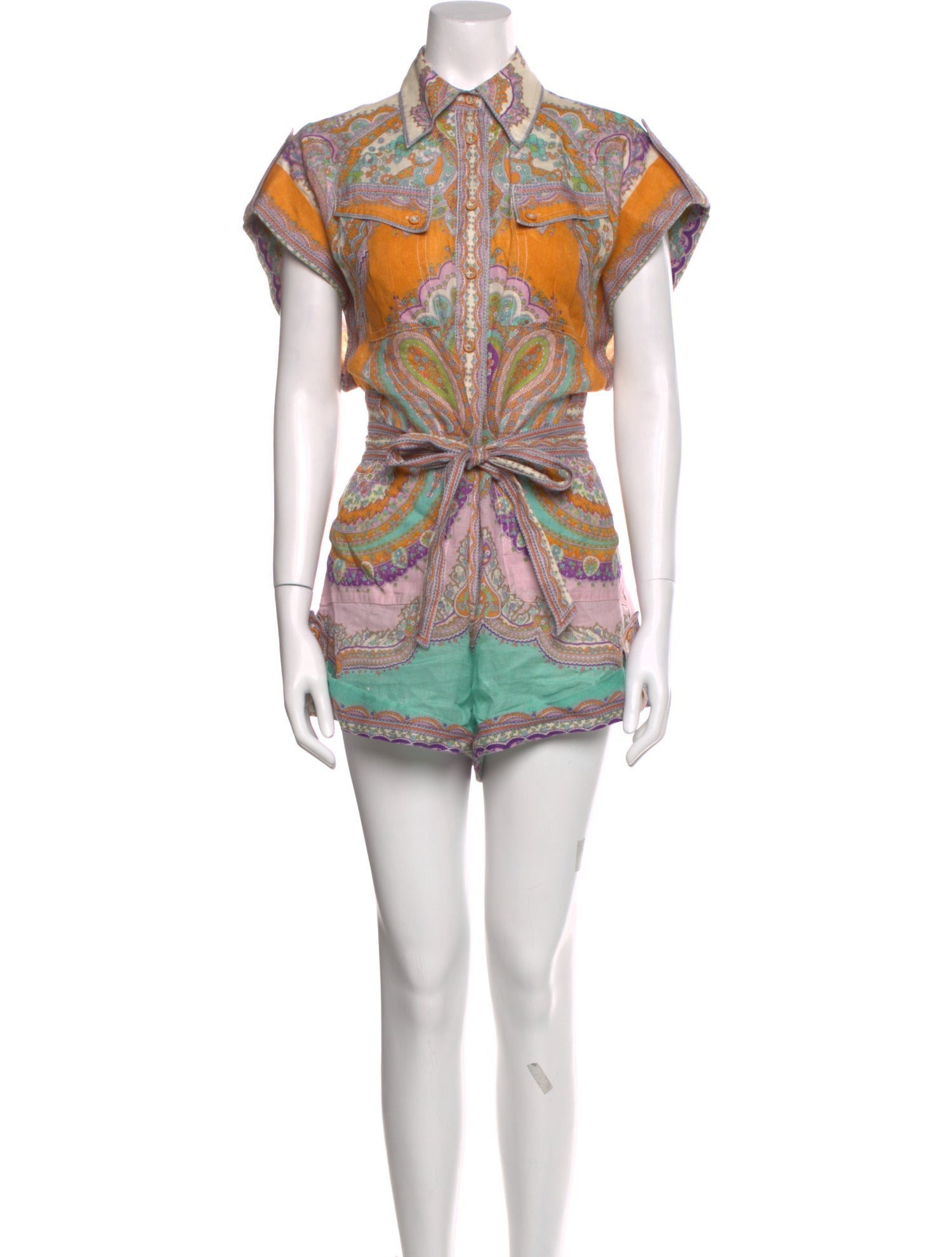 Zimmermann Linen Paisley Print Romper