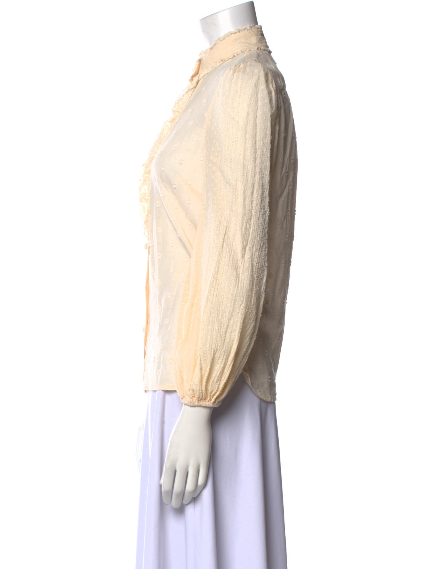 Zimmermann Mock Neck Three-Quarter Sleeve Button-Up Top