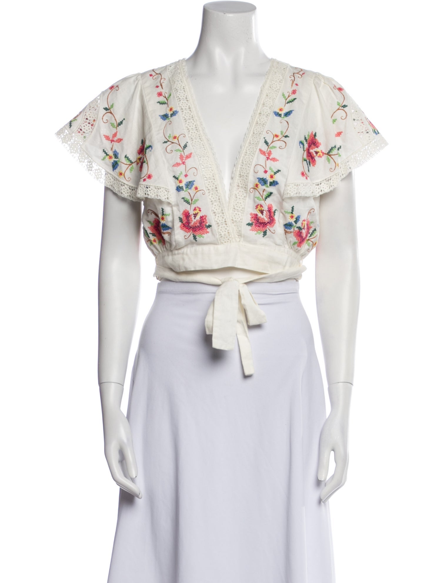 Zimmermann Floral Print V-Neck Crop Top