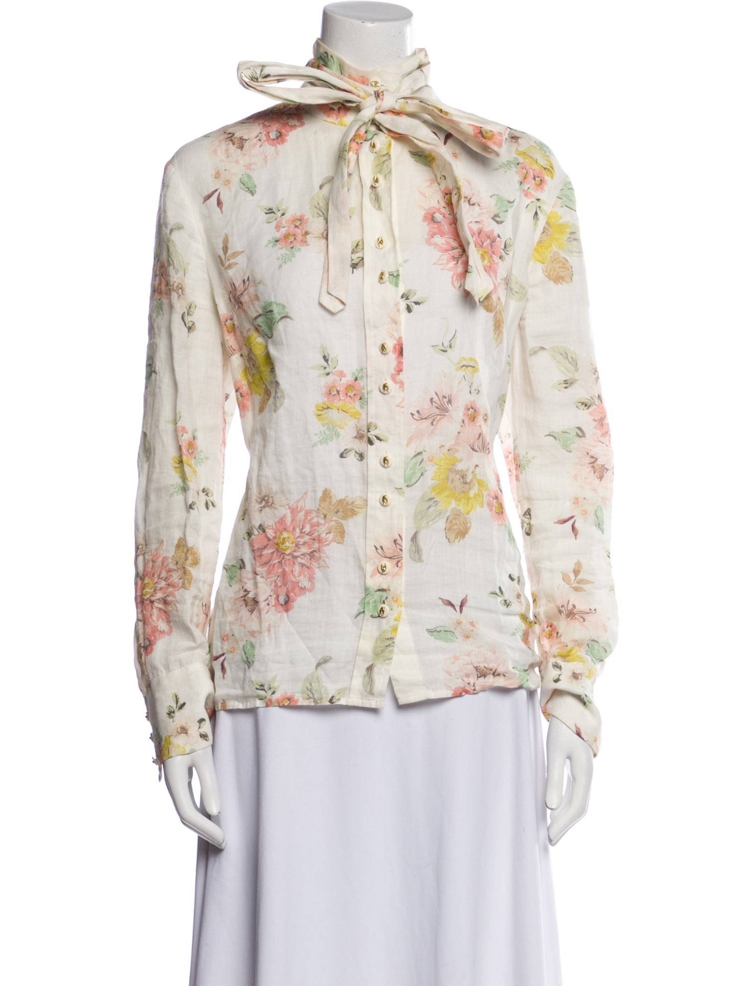 Zimmermann Floral Print Tie Neck Blouse