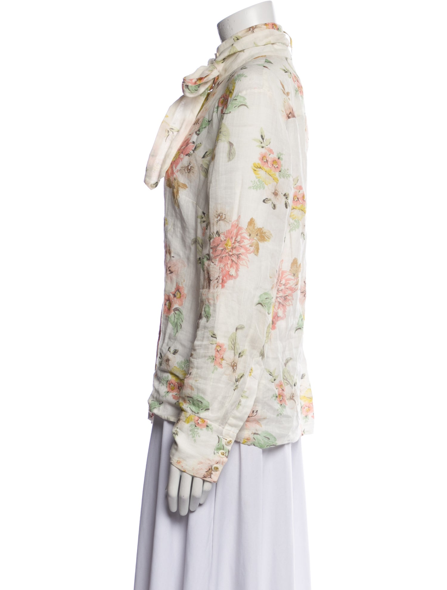 Zimmermann Floral Print Tie Neck Blouse