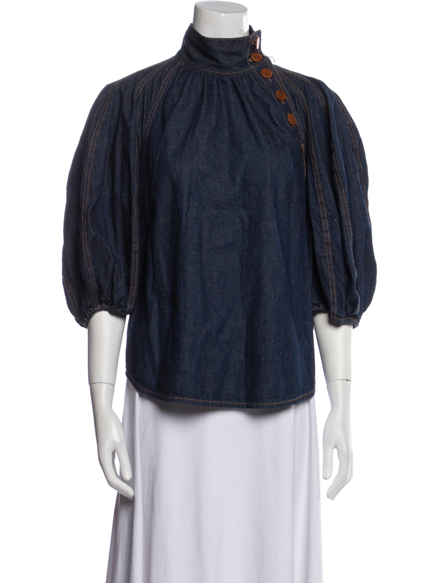 Zimmermann Mock Neck Three-Quarter Sleeve Blouse