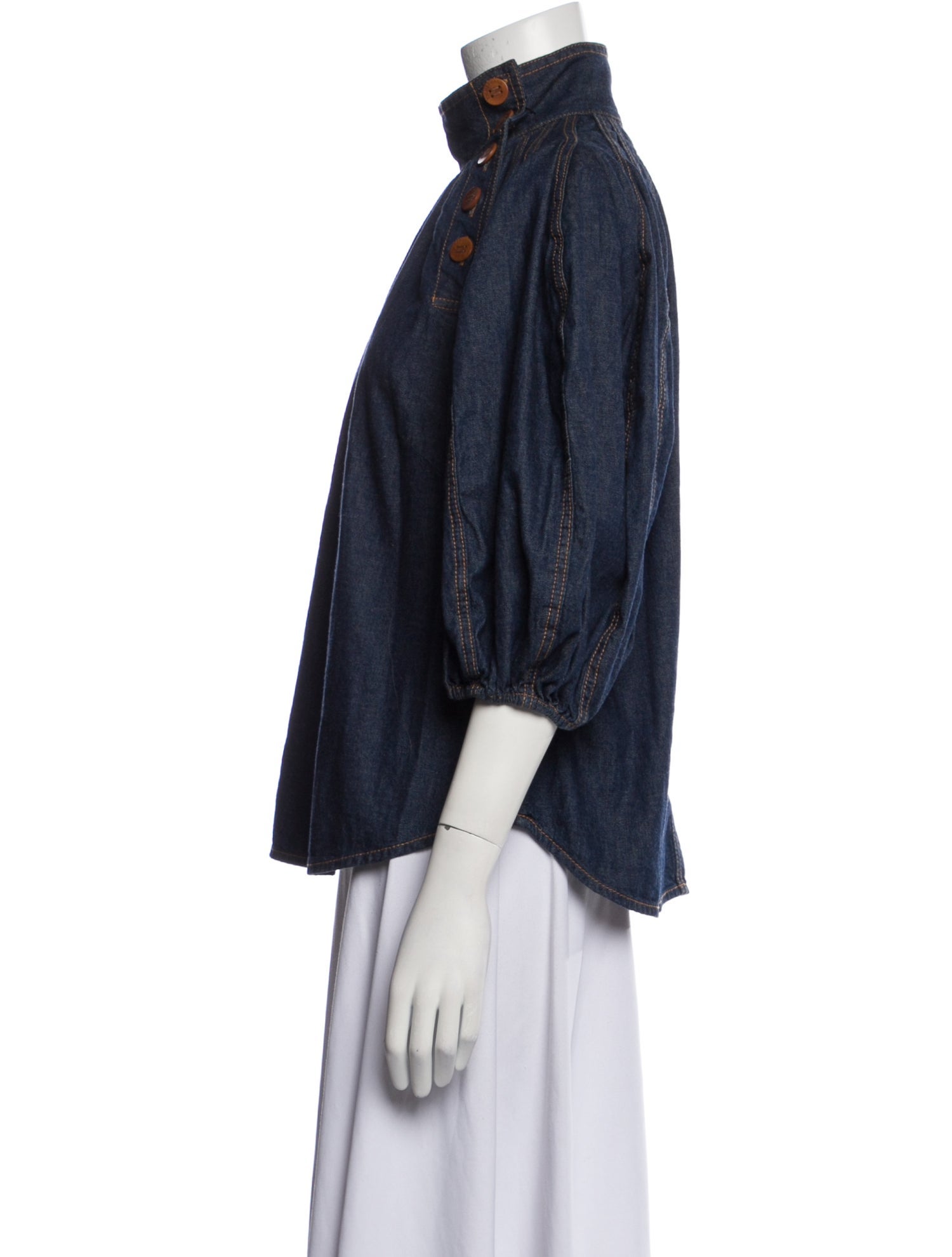 Zimmermann Mock Neck Three-Quarter Sleeve Blouse