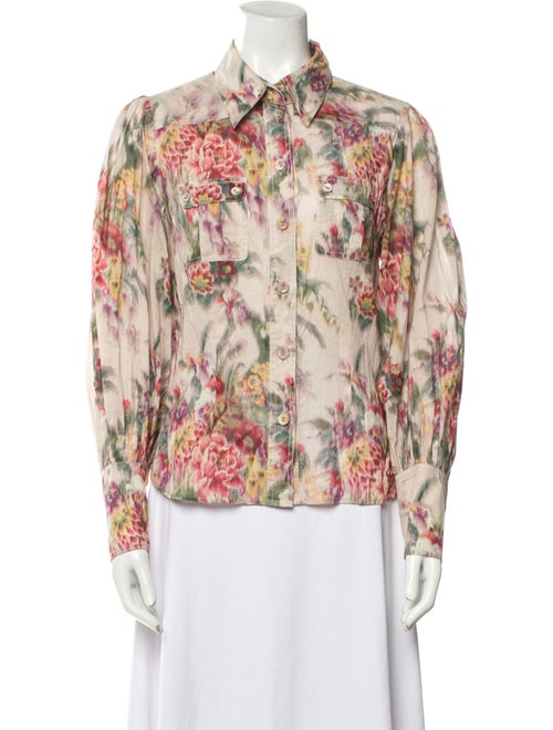 Zimmermann Floral Print Long Sleeve Button-Up Top