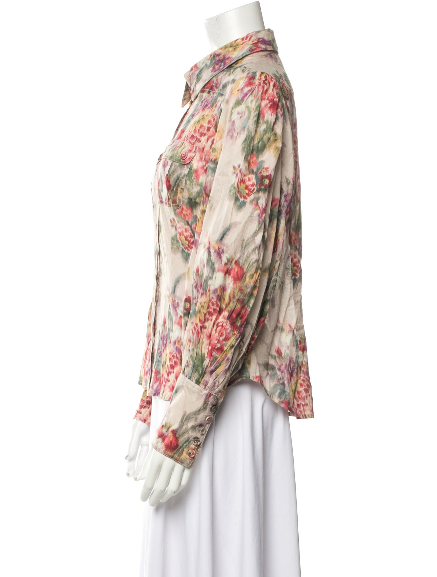 Zimmermann Floral Print Long Sleeve Button-Up Top