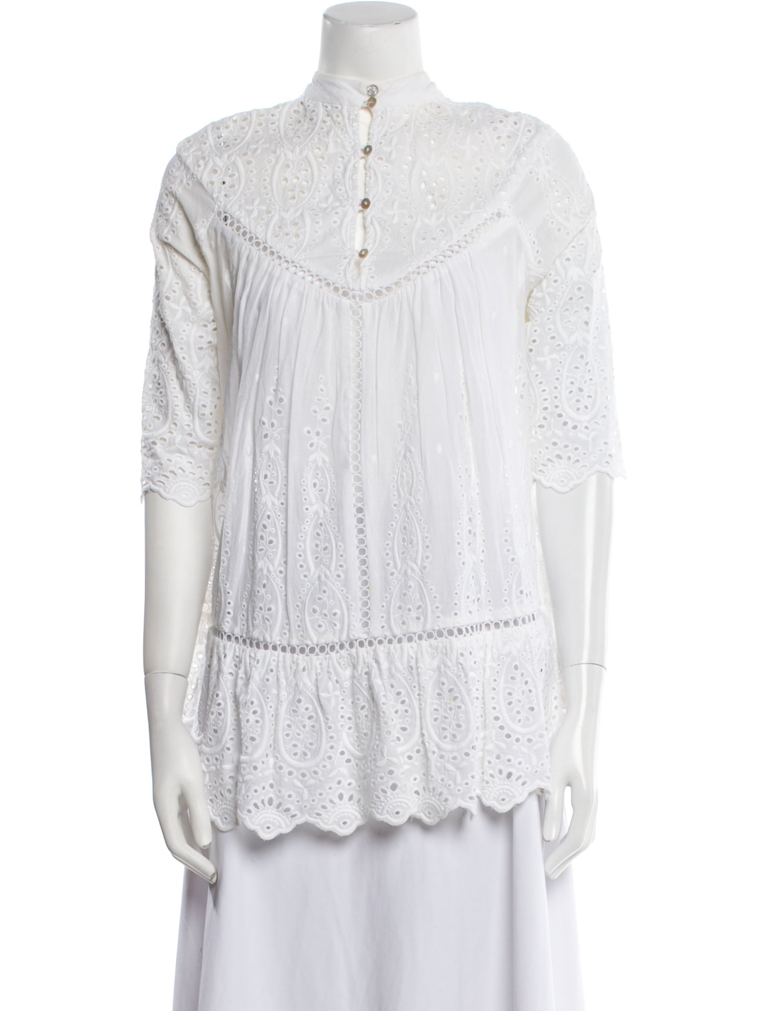 Zimmermann Mock Neck Three-Quarter Sleeve Blouse