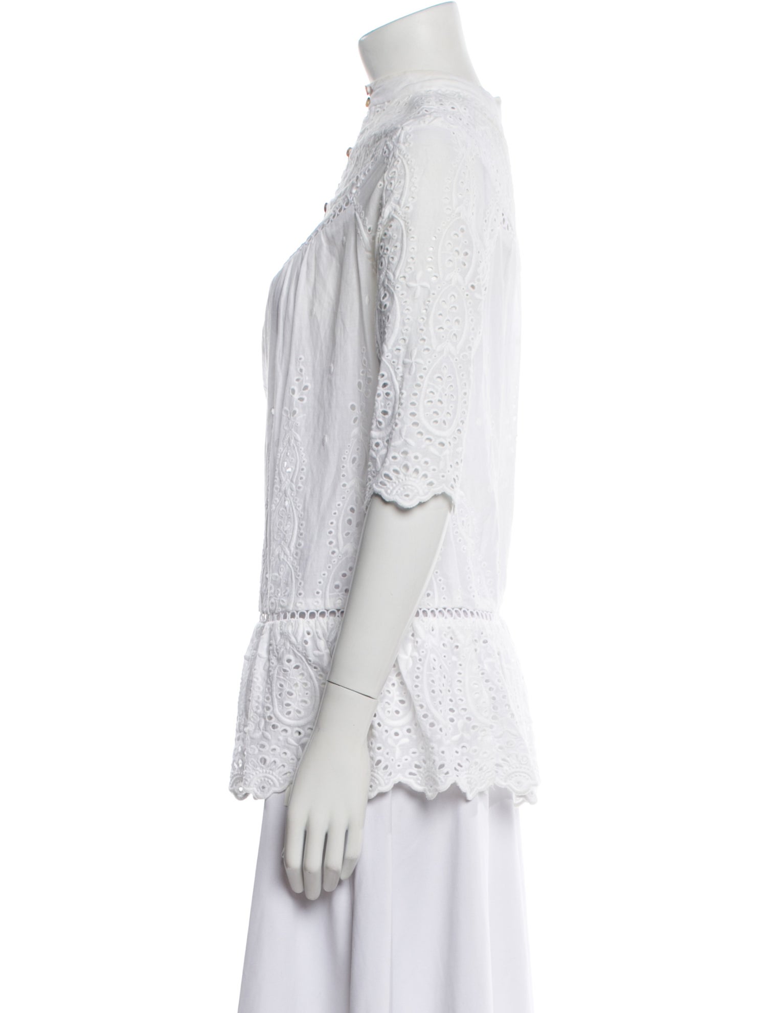 Zimmermann Mock Neck Three-Quarter Sleeve Blouse