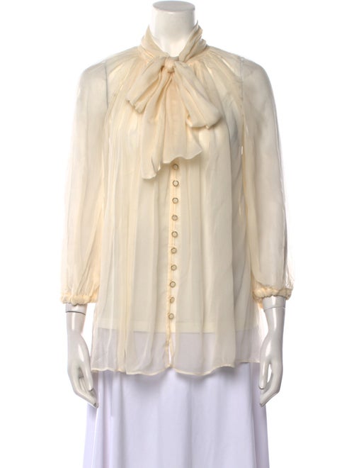 Zimmermann Silk Tie Neck Button-Up Top