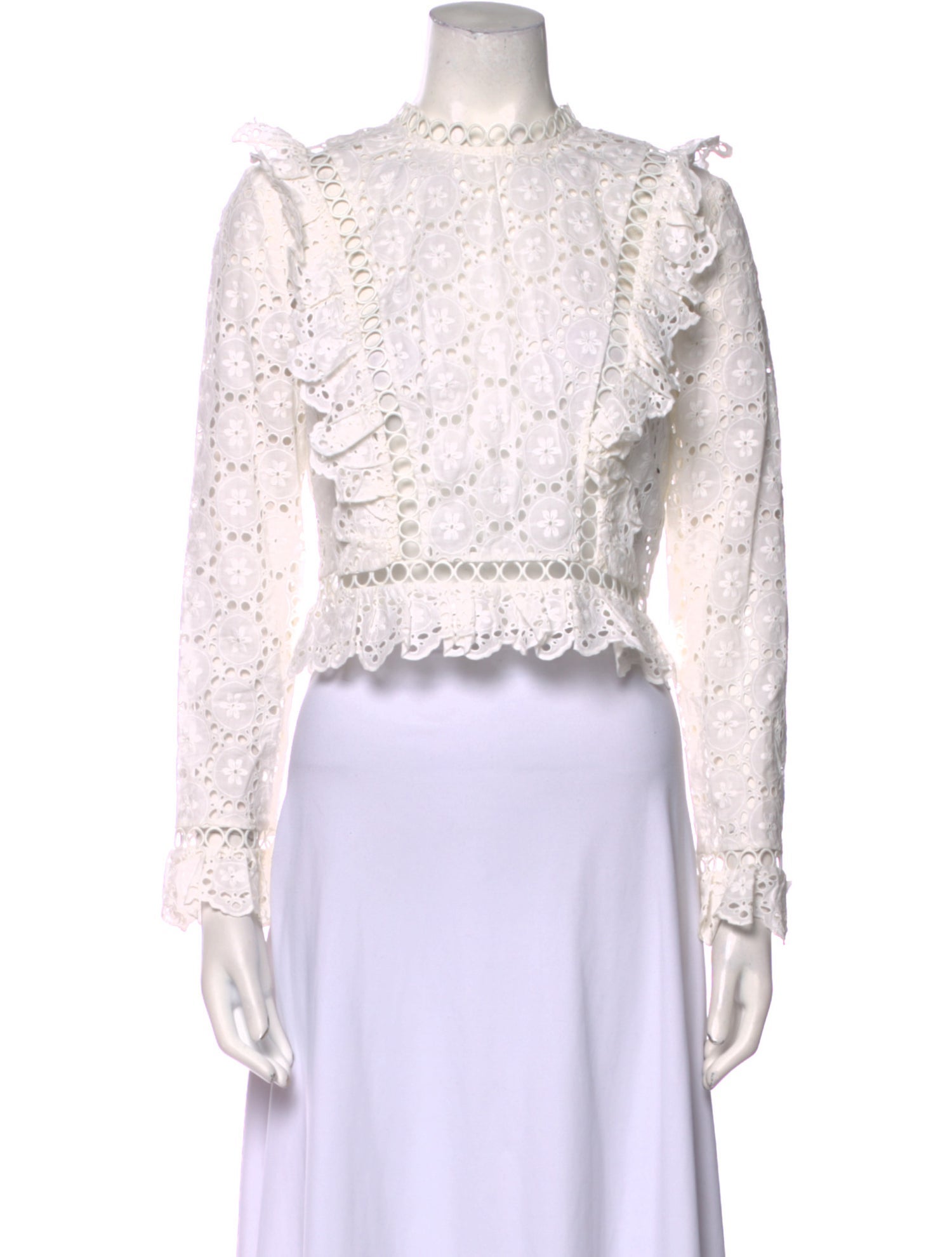 Zimmermann Lace Pattern Mock Neck Crop Top