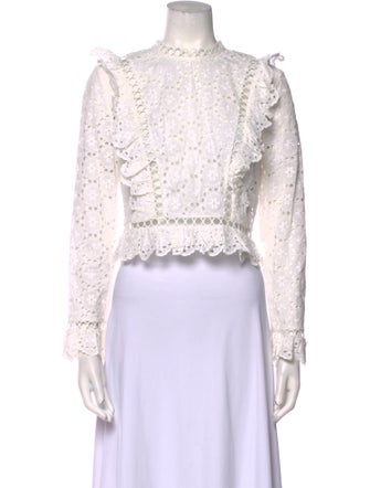 Zimmermann Lace Pattern Mock Neck Crop Top