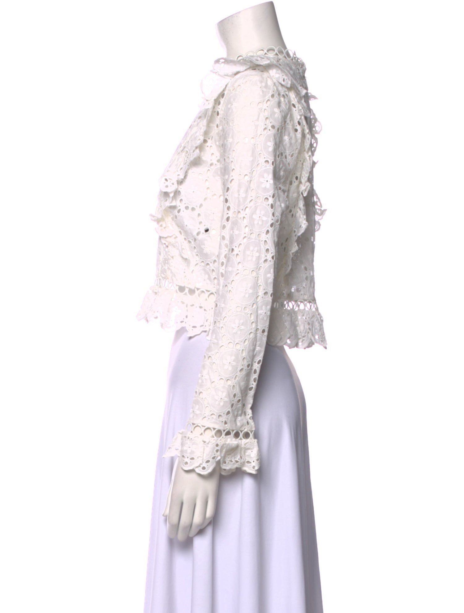 Zimmermann Lace Pattern Mock Neck Crop Top