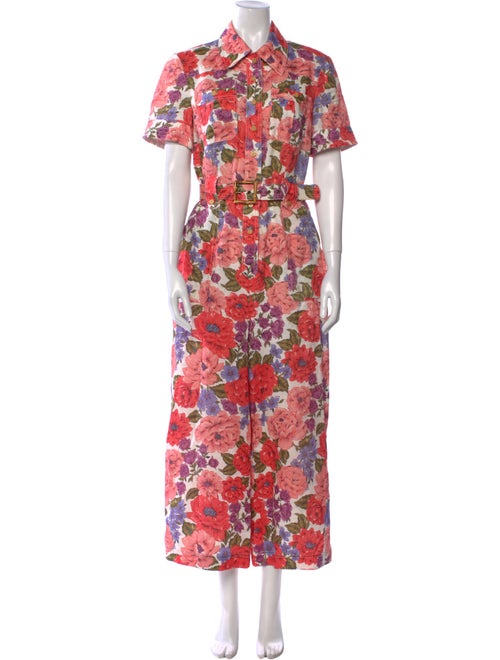 Zimmermann Linen Floral Print Jumpsuit