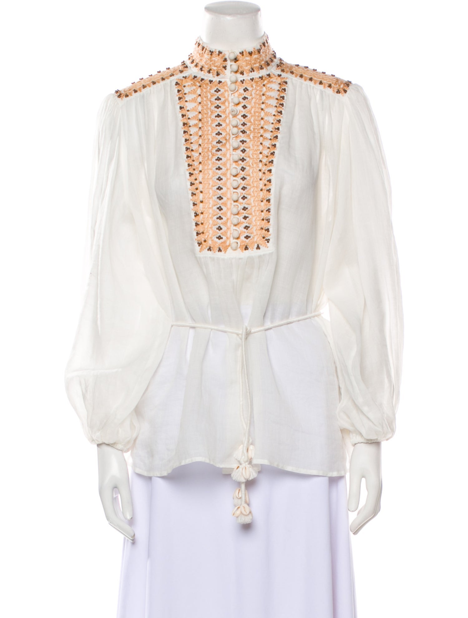 Zimmermann Linen Mock Neck Blouse