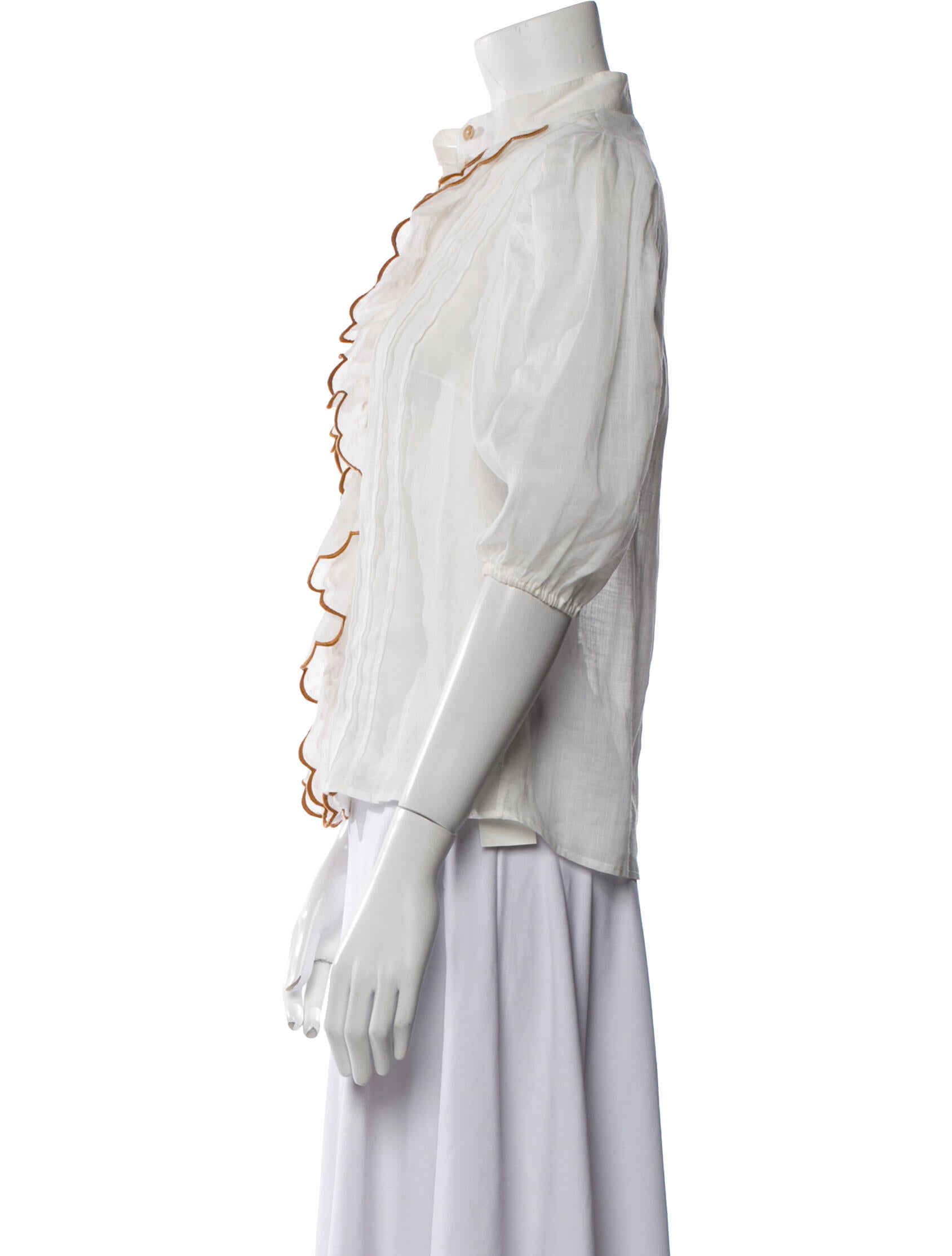 Zimmermann Mock Neck Three-Quarter Sleeve Blouse