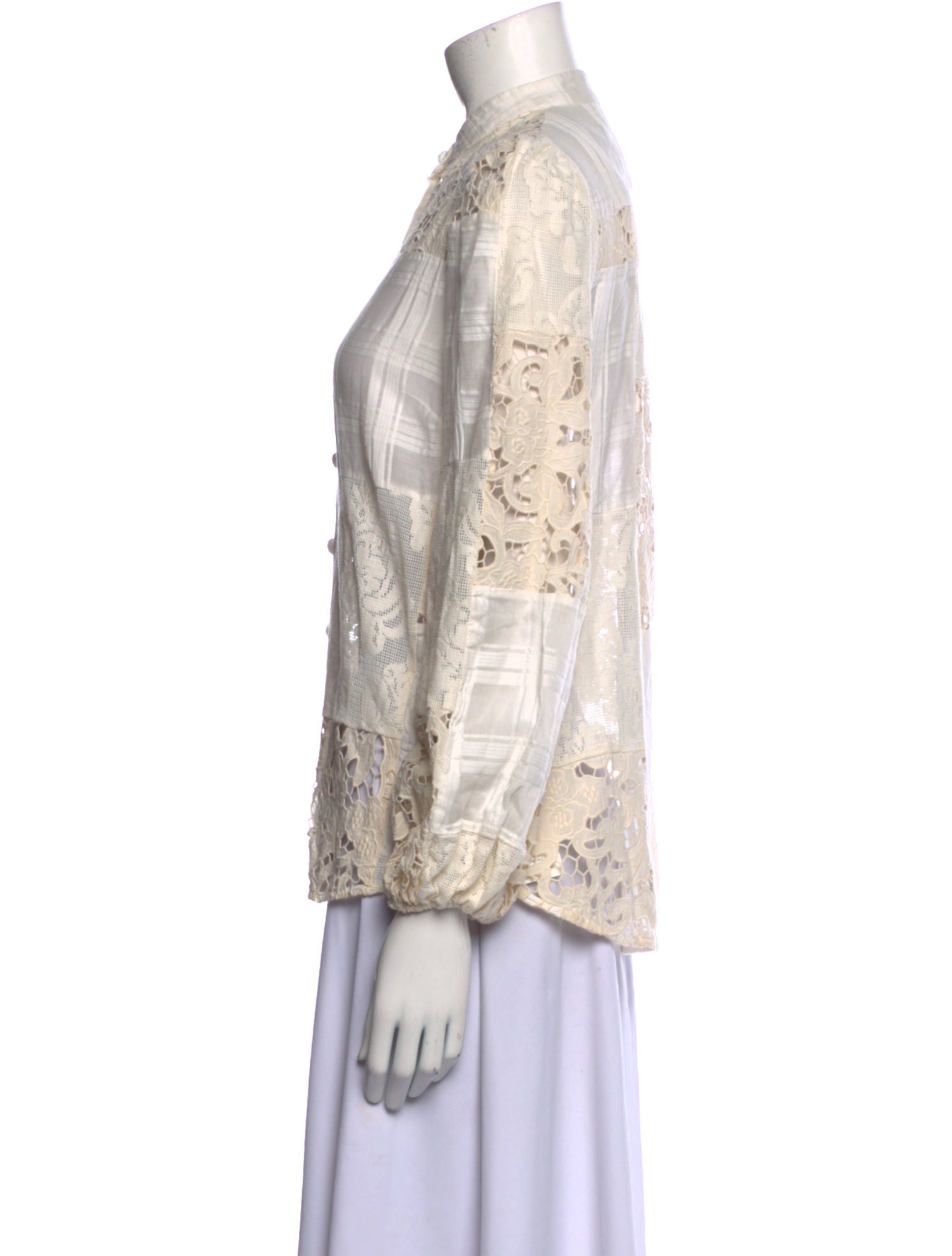 Zimmermann Lace Pattern Mock Neck Blouse