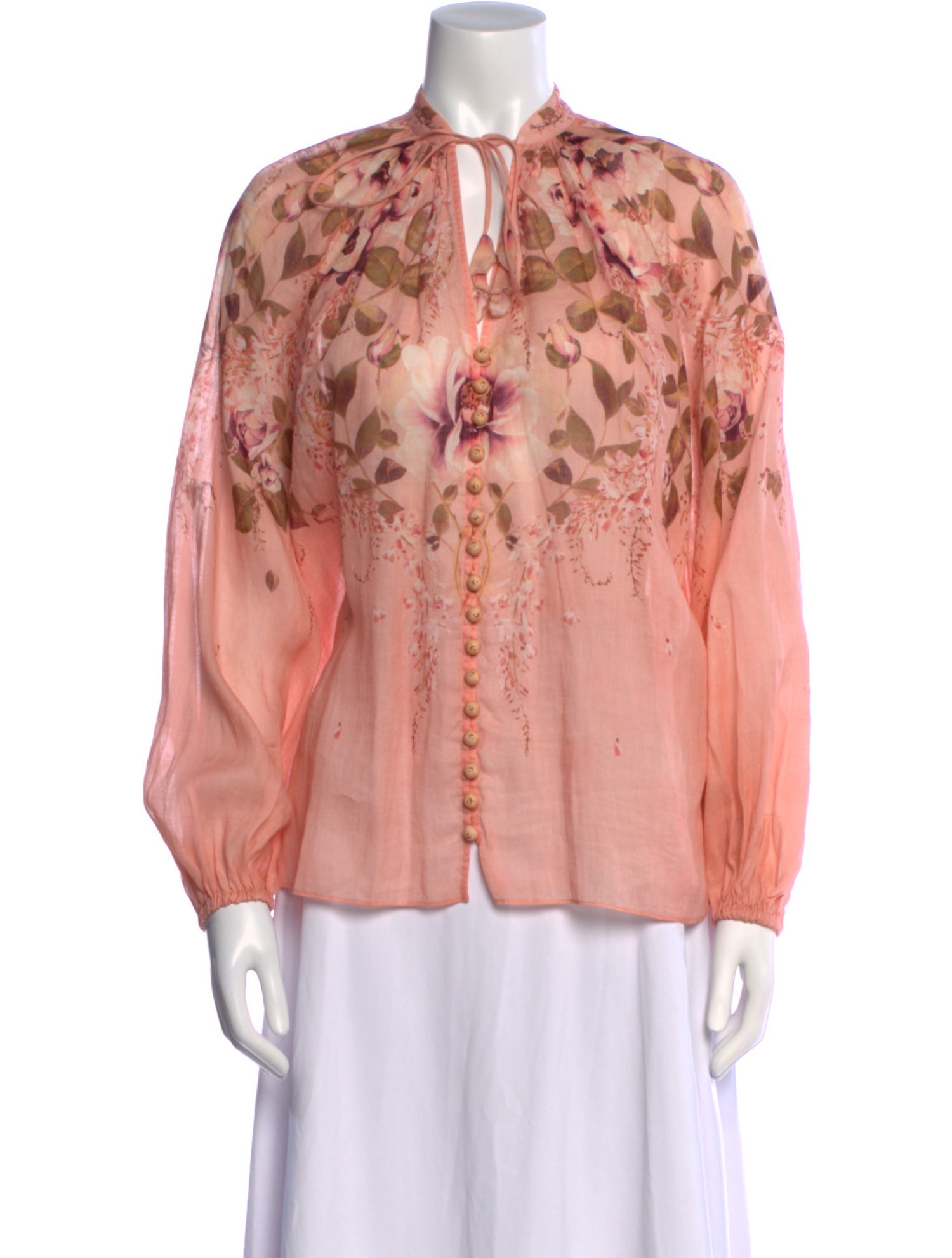 Zimmermann Printed Tie Neck Blouse