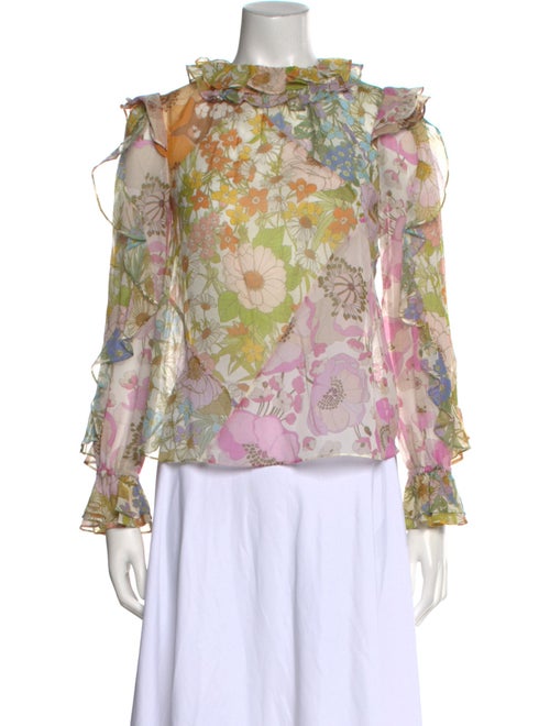 Zimmermann Floral Print Mock Neck Blouse
