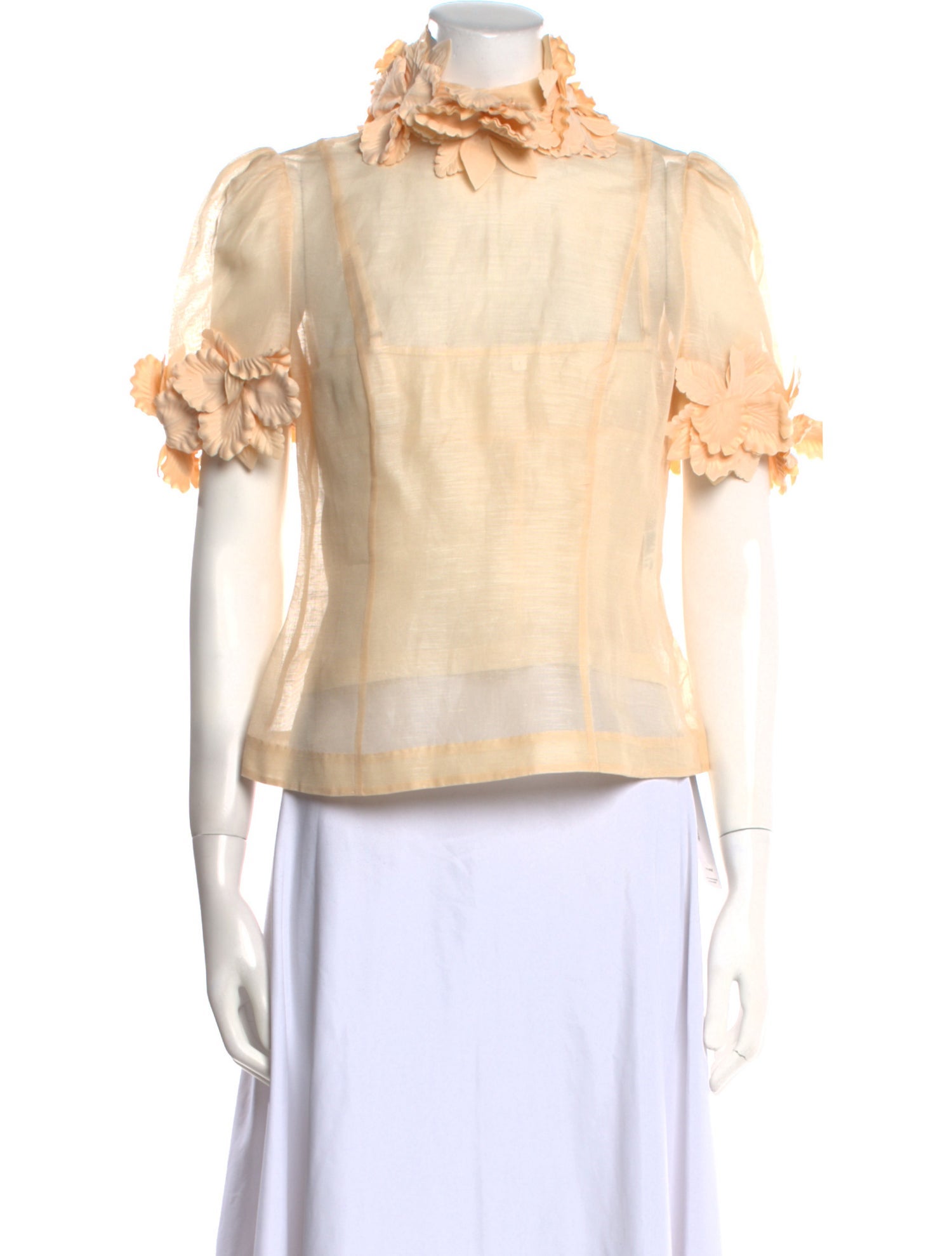 Zimmermann Mock Neck Short Sleeve Top