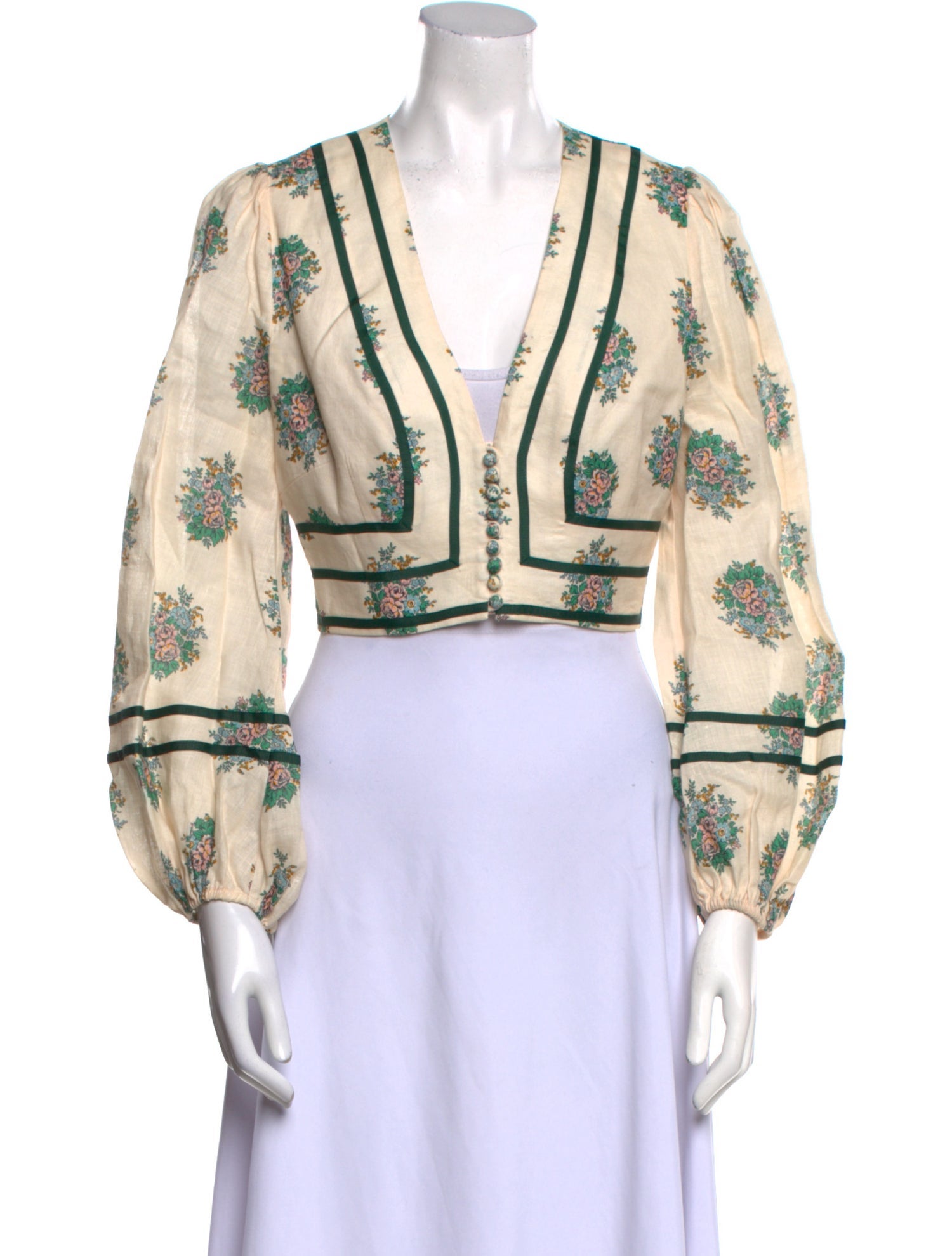 Zimmermann Linen Printed Crop Top