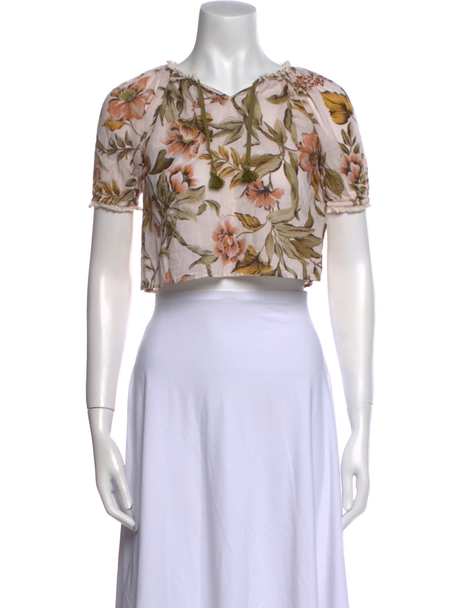 Zimmermann Floral Print V-Neck Crop Top