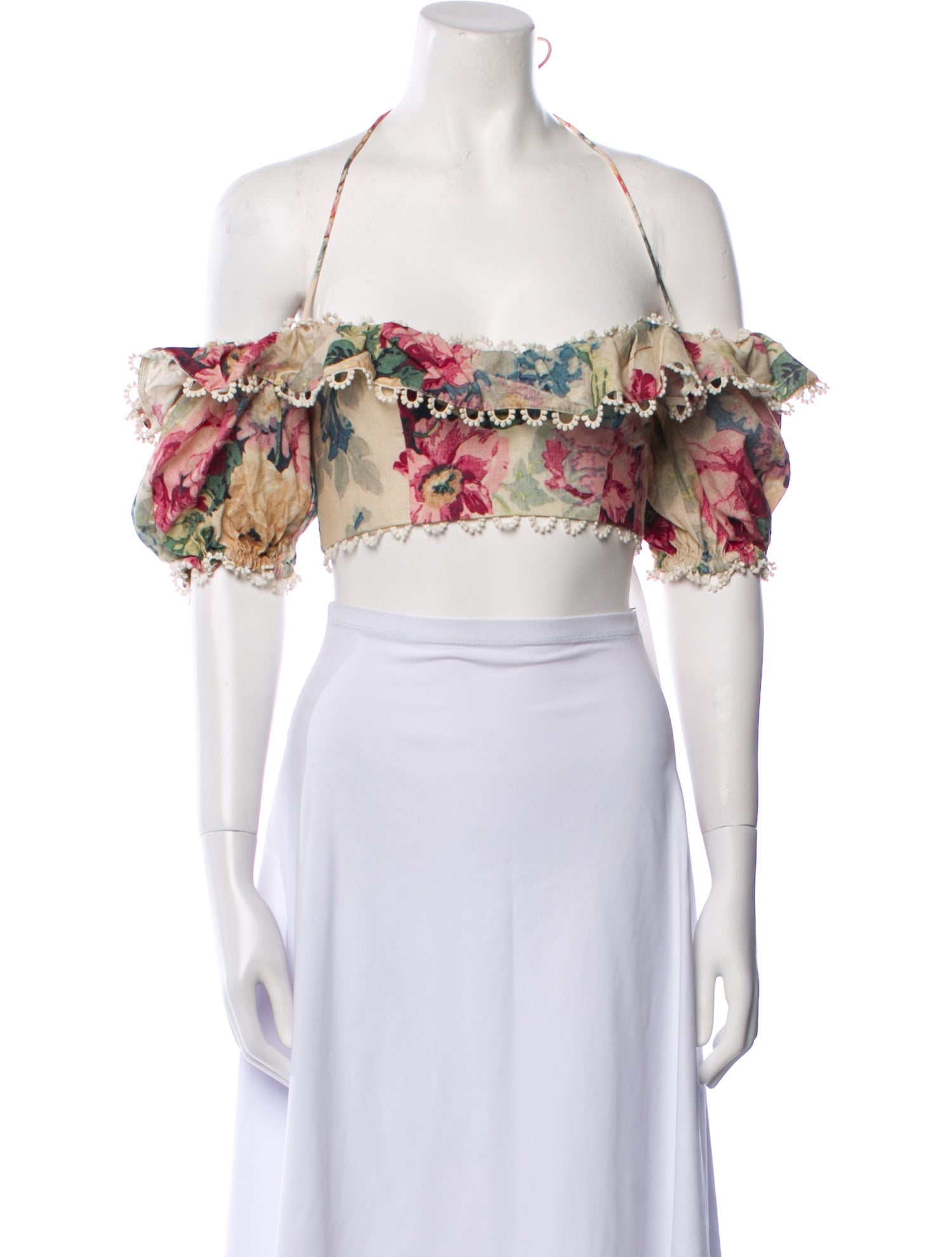 Zimmermann Floral Print Square Neckline Crop Top
