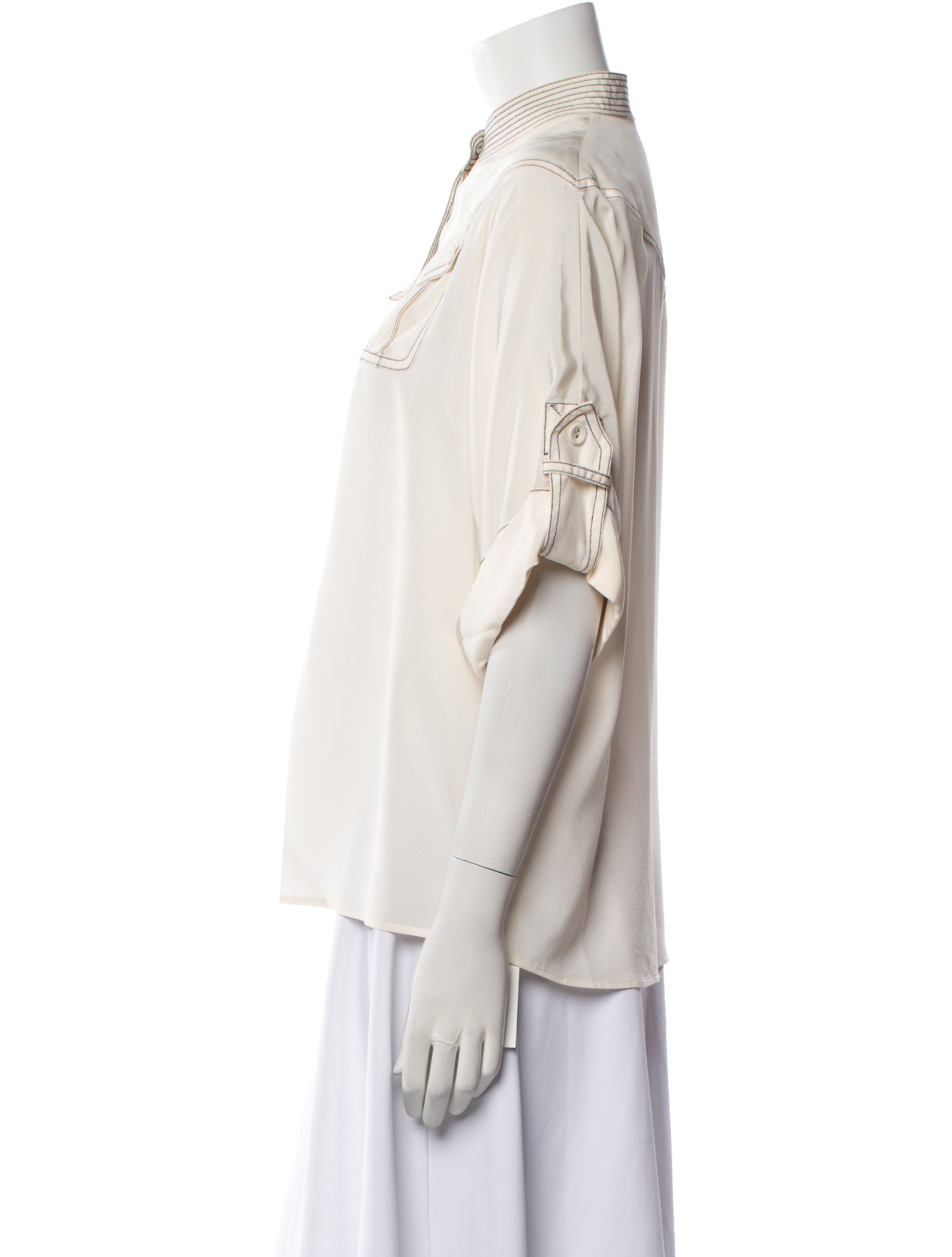 Zimmermann Silk Mock Neck Button-Up Top