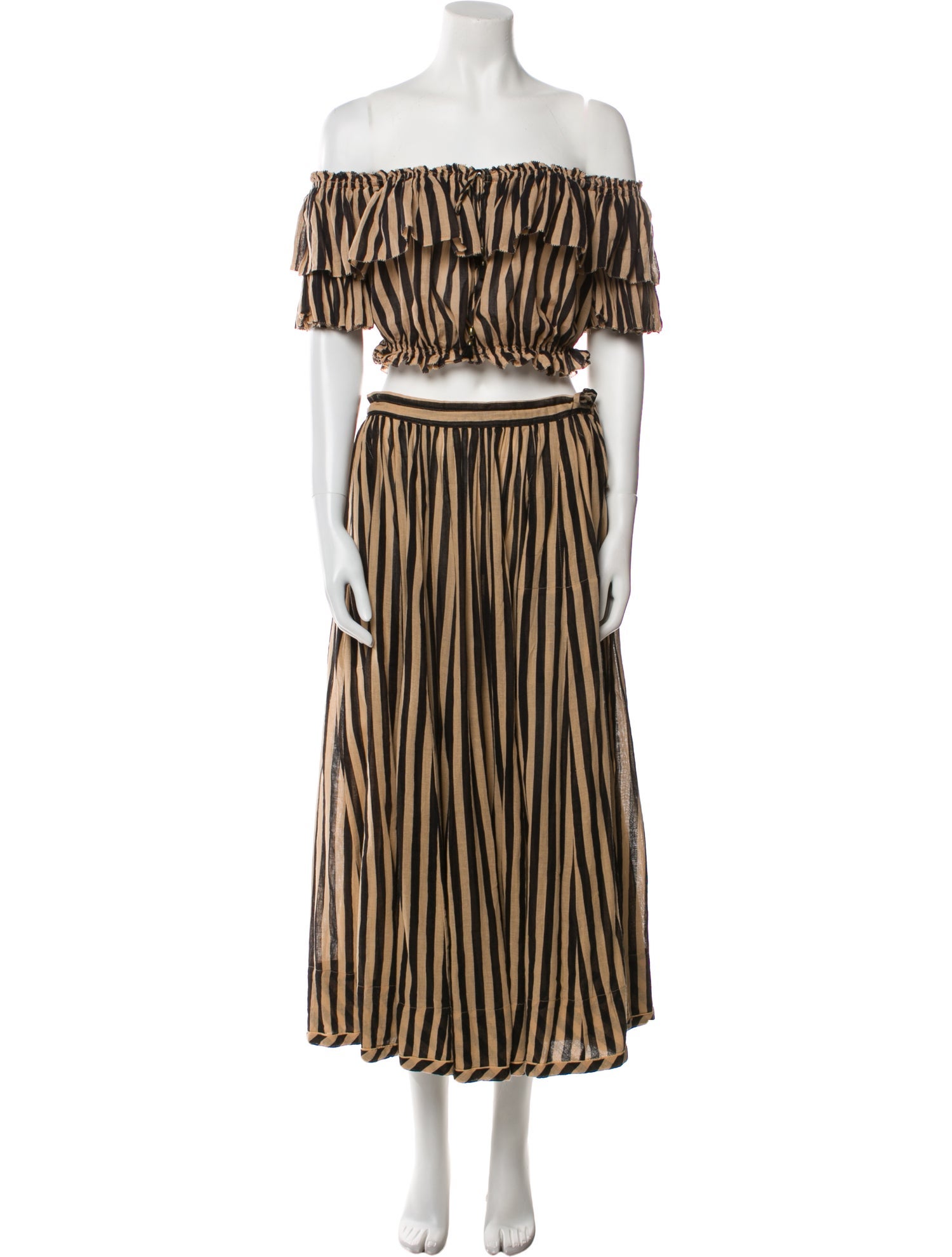 Zimmermann Striped Ruffle Embellishment Skirt Suit