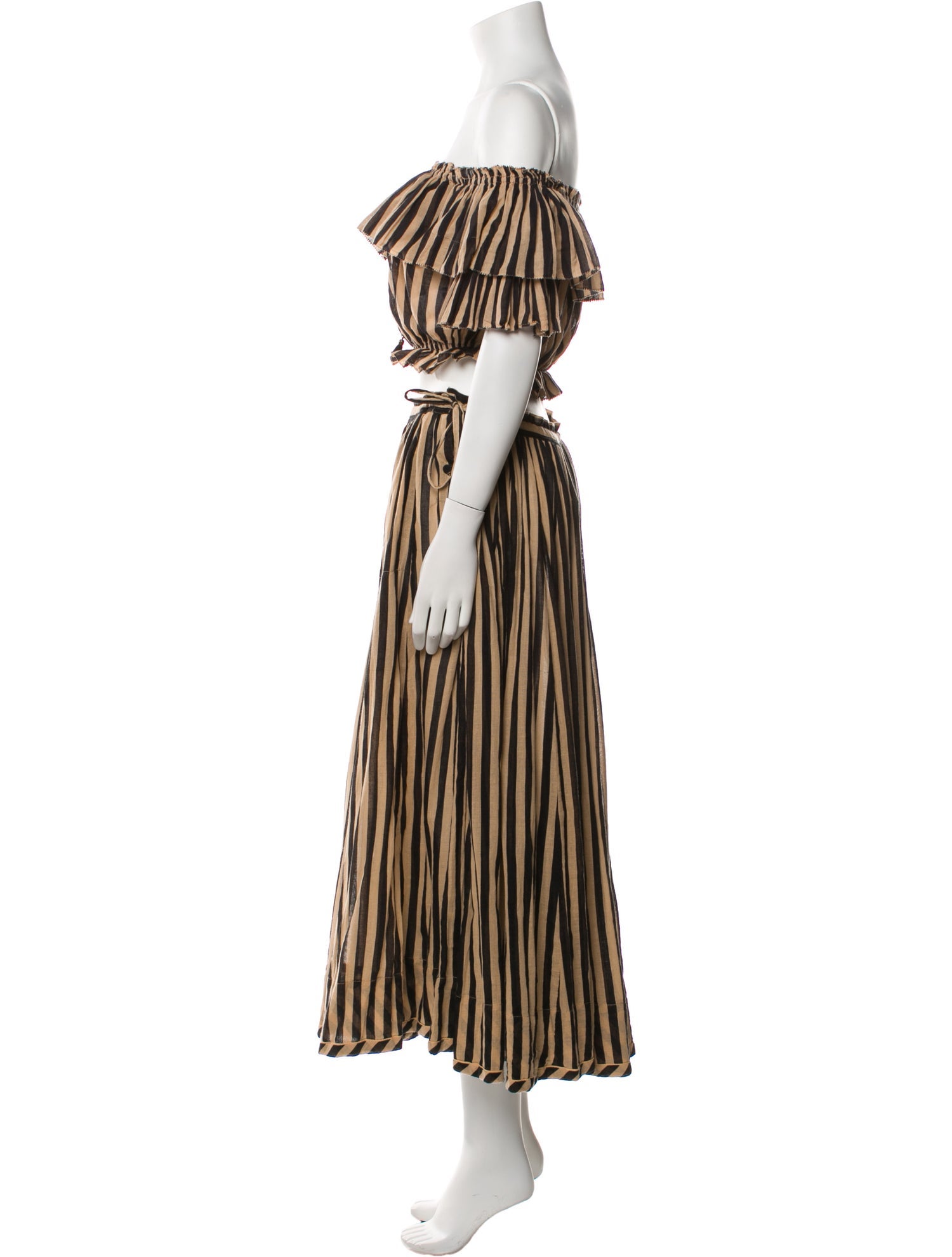 Zimmermann Striped Ruffle Embellishment Skirt Suit