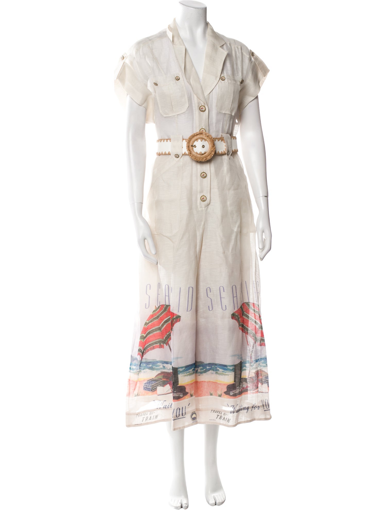 Zimmermann Linen Graphic Print Romper