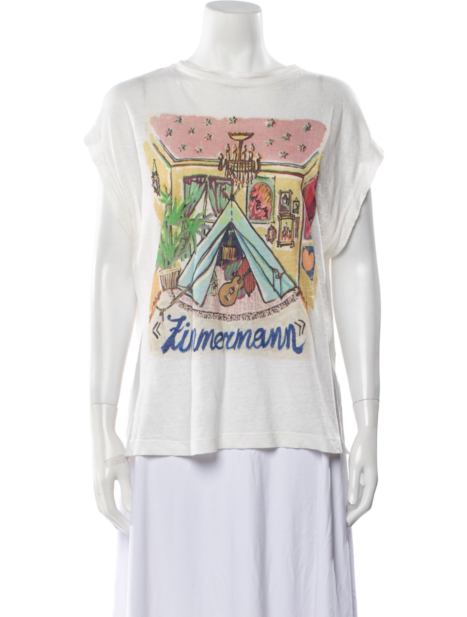 Zimmermann Linen Graphic Print T-Shirt