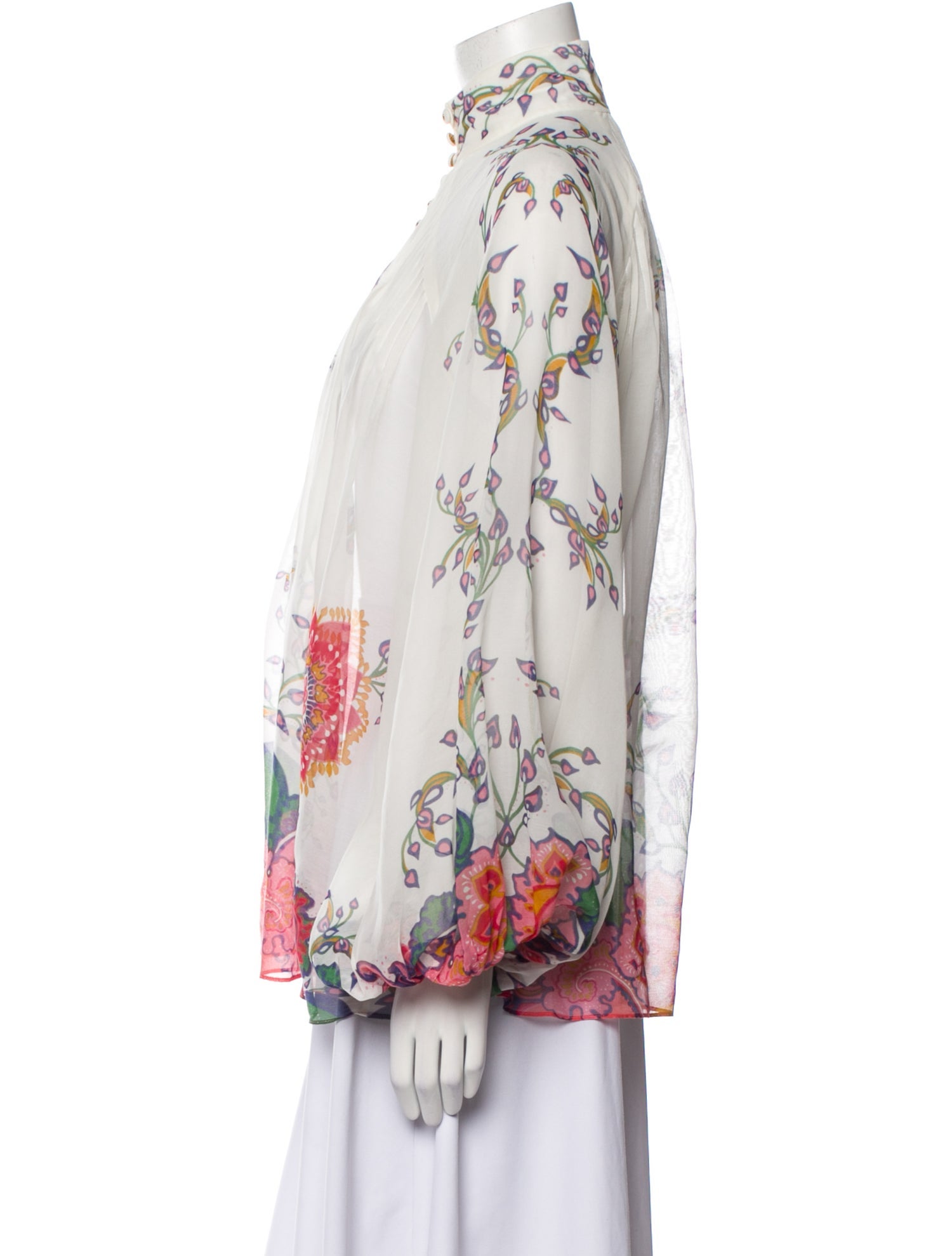 Zimmermann Floral Print Mock Neck Blouse