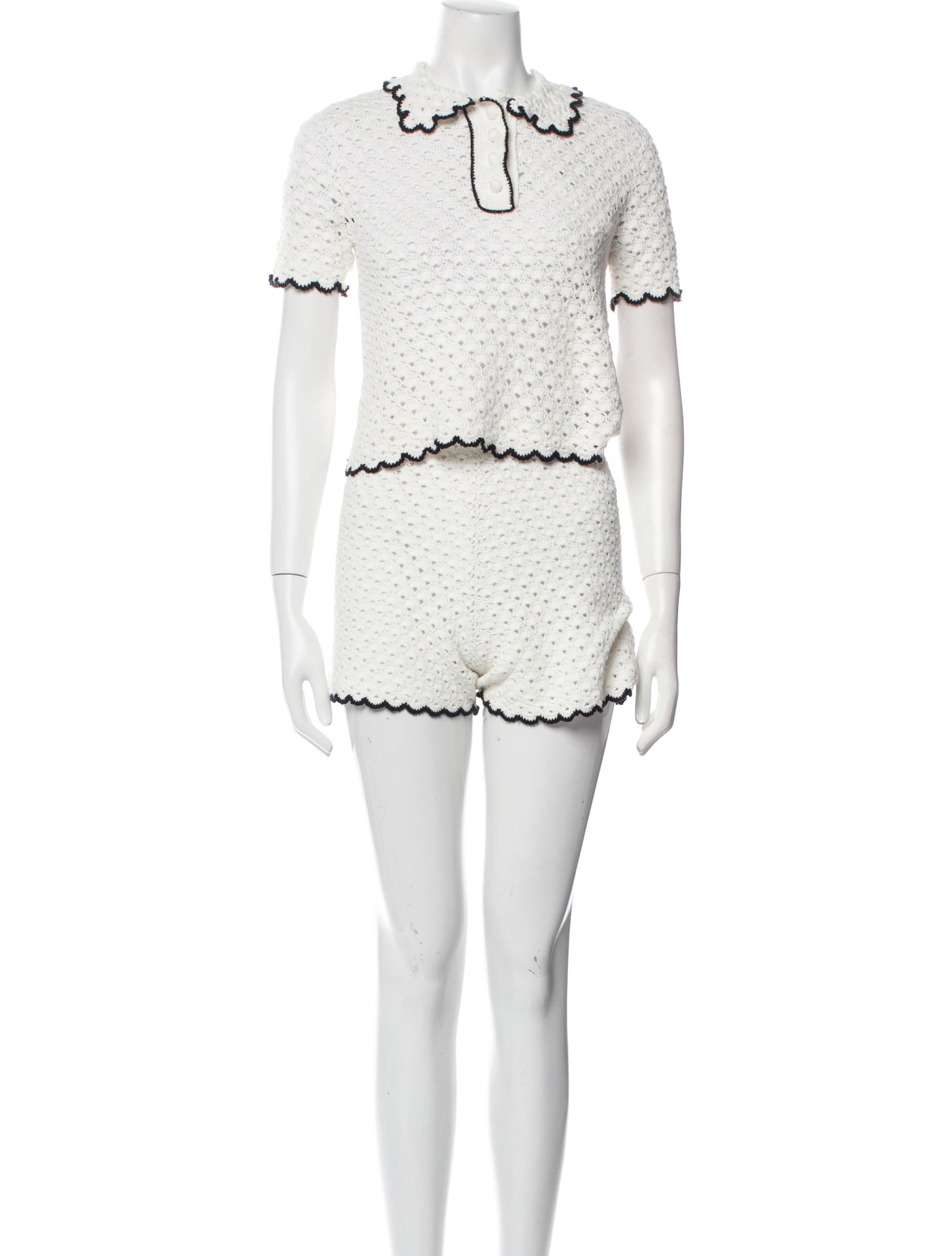 Zimmermann Striped Scalloped Accent Short Set