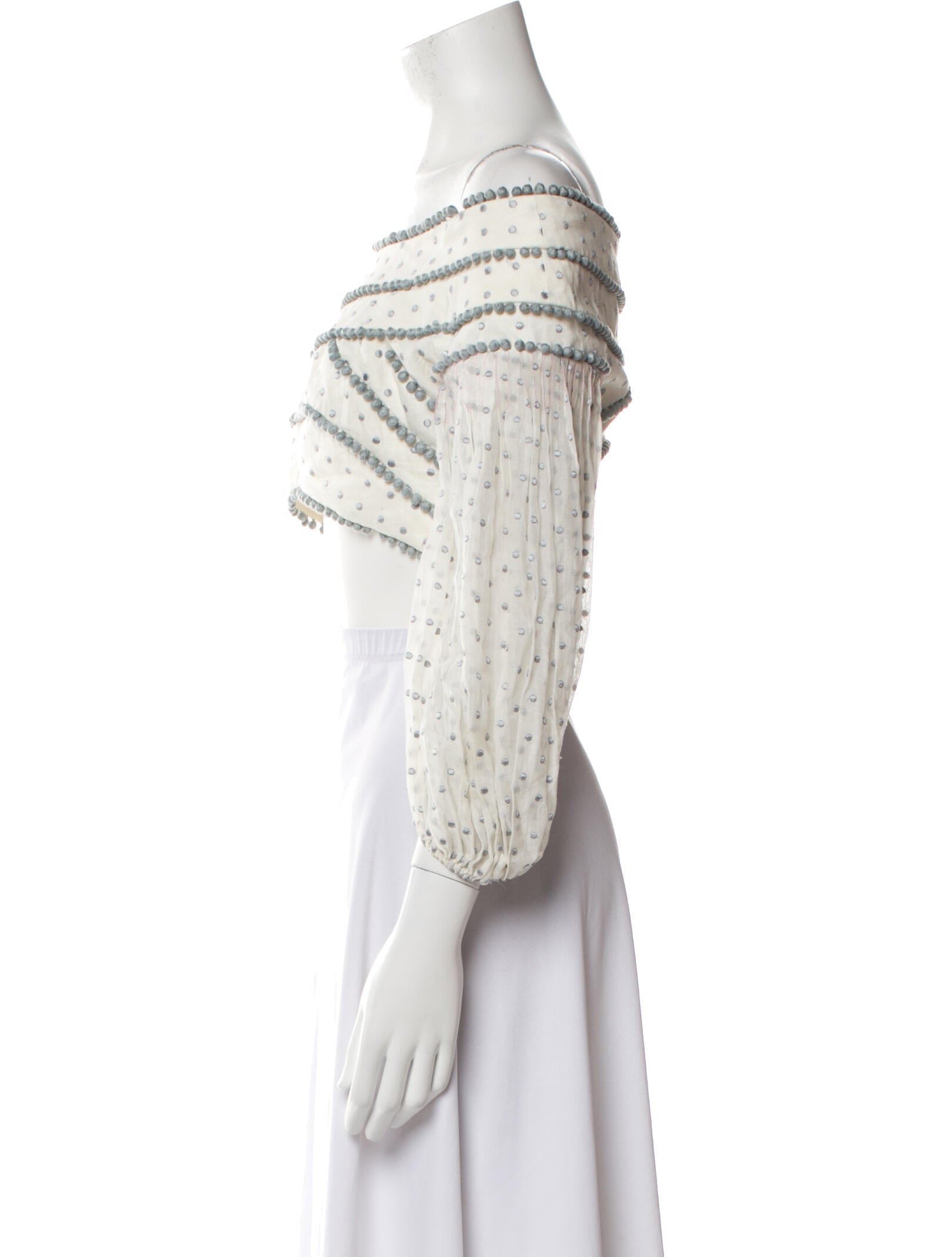 Zimmermann Printed Off-The-Shoulder Crop Top