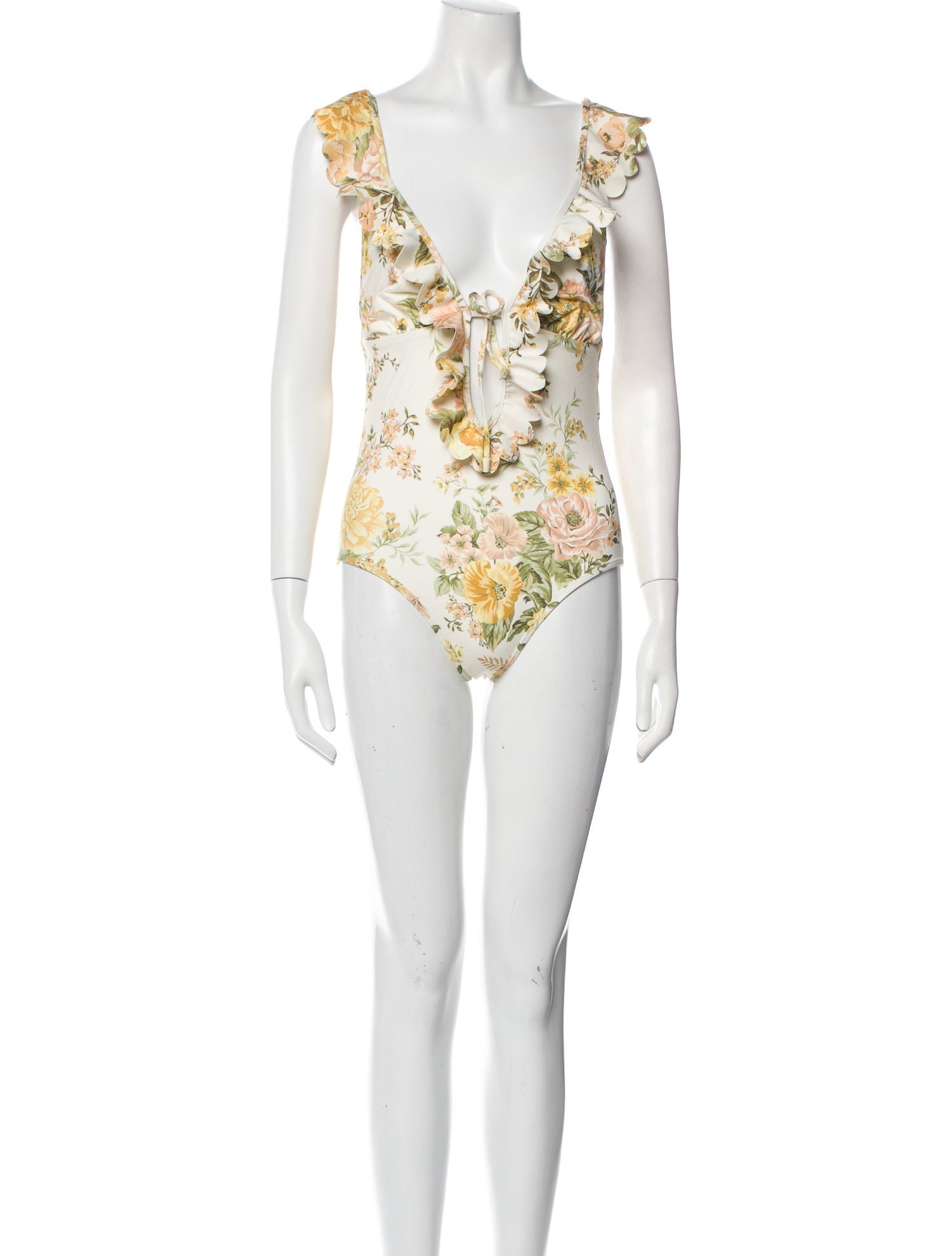 Zimmermann Printed Ruffle Embellishment One-Piece