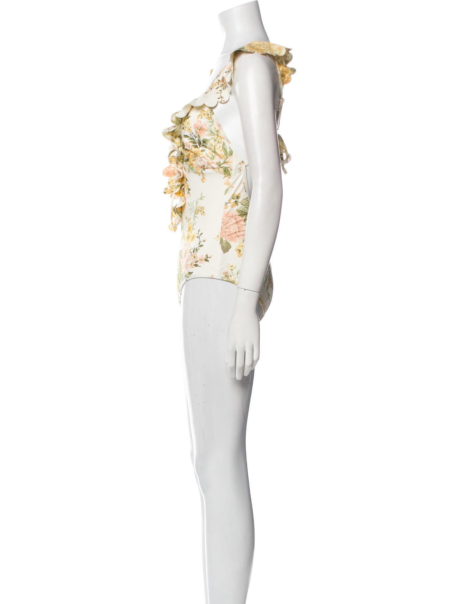 Zimmermann Printed Ruffle Embellishment One-Piece