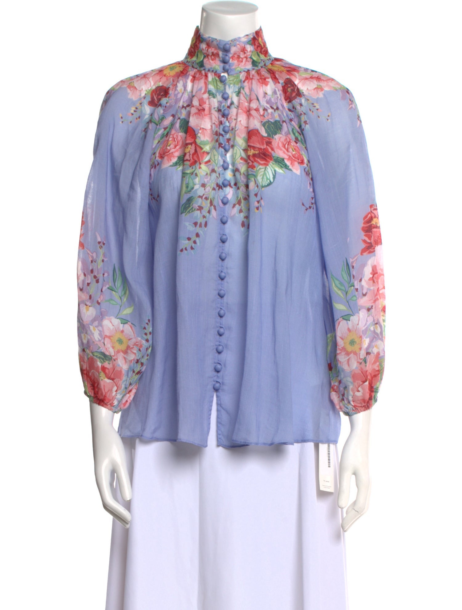 Zimmermann Floral Print Mock Neck Blouse